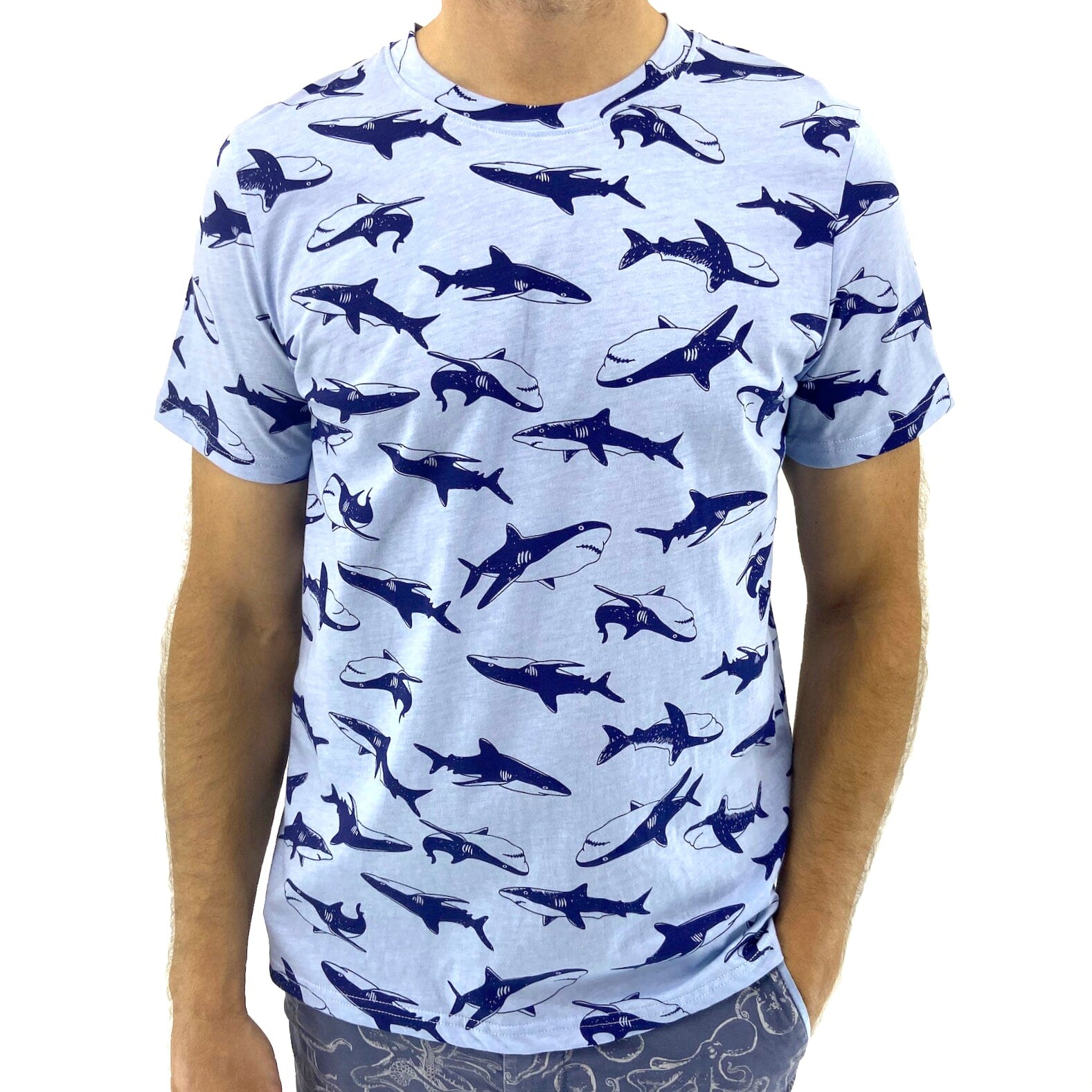 Shark print hot sale t shirt