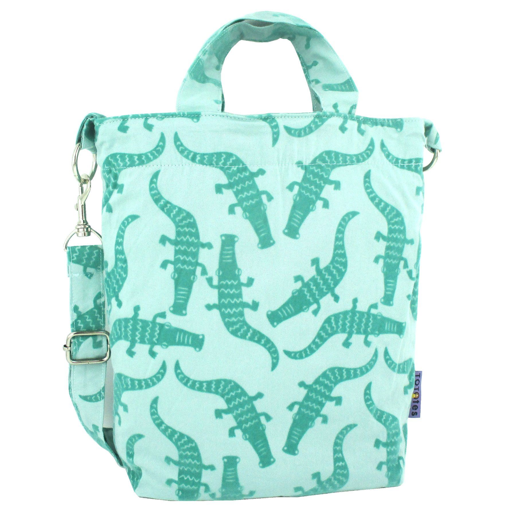 Green Croc Print Shopper Bag