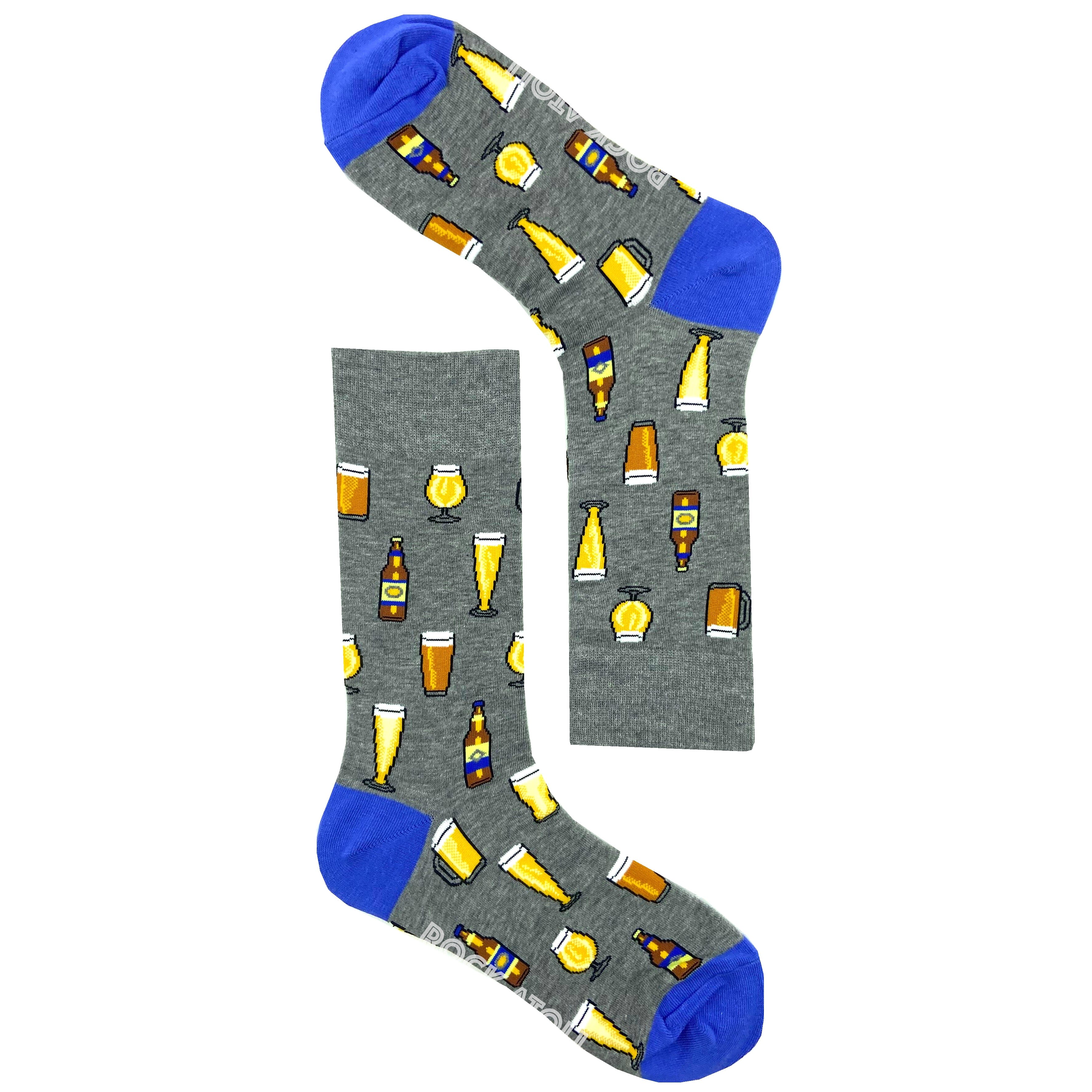 Women's Happy Hour Themed Beer Bottles Patterned Novelty Crew Socks