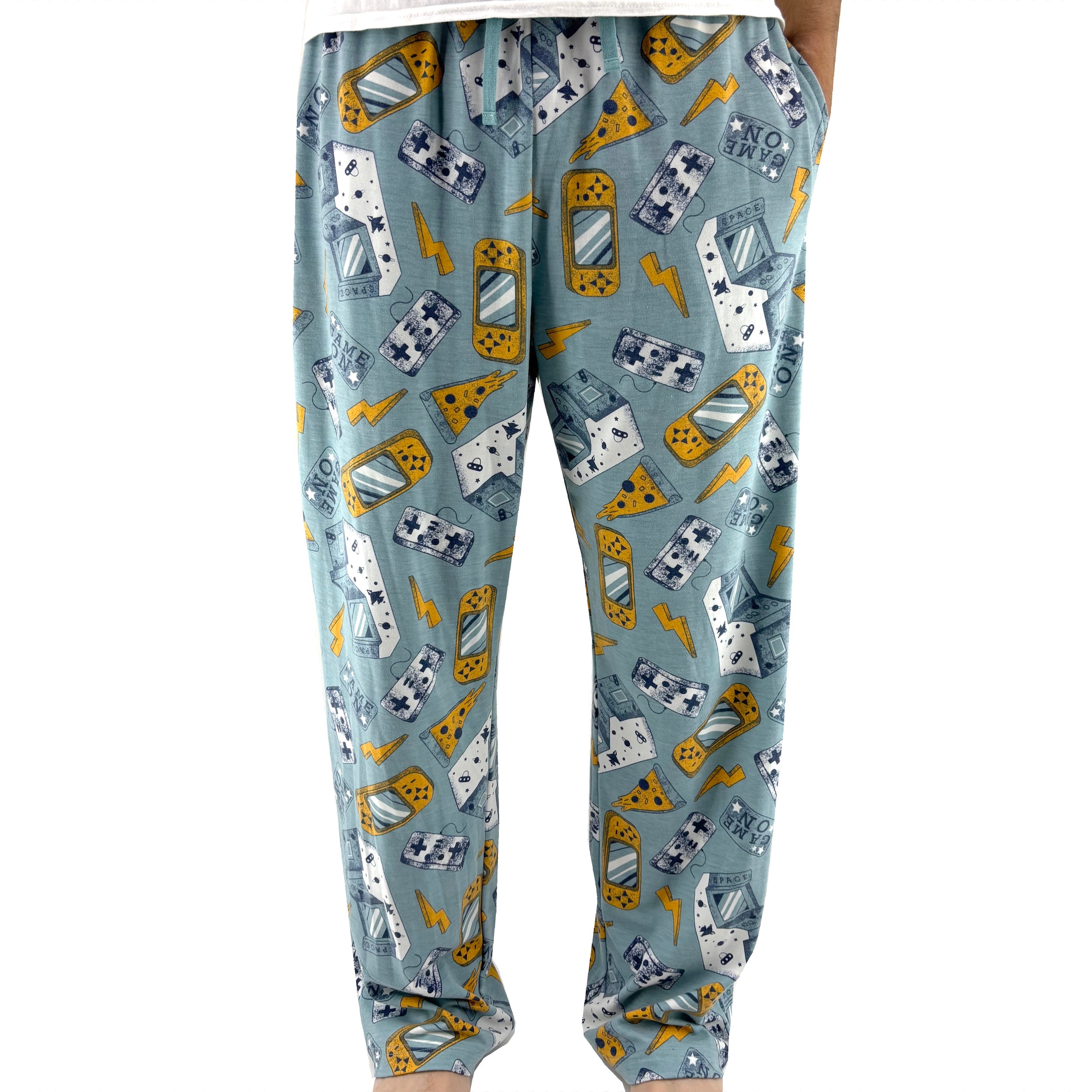 Men's Nostalgic Arcade Coin-Op Retro Gameboy Print Pajama Pant Bottoms