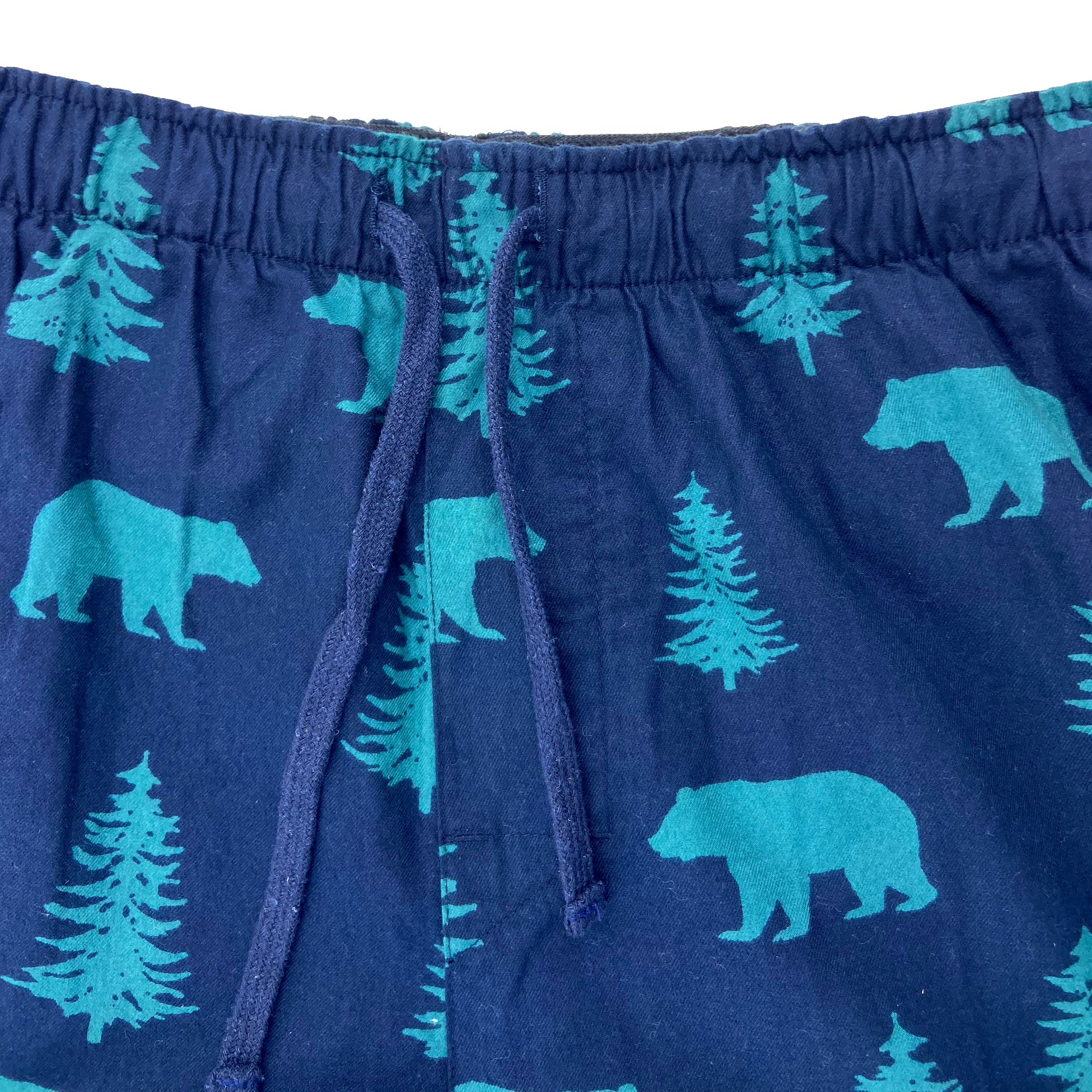 Men's Navy Blue Bear Novelty Print Lightweight Cotton Pajama Bottoms