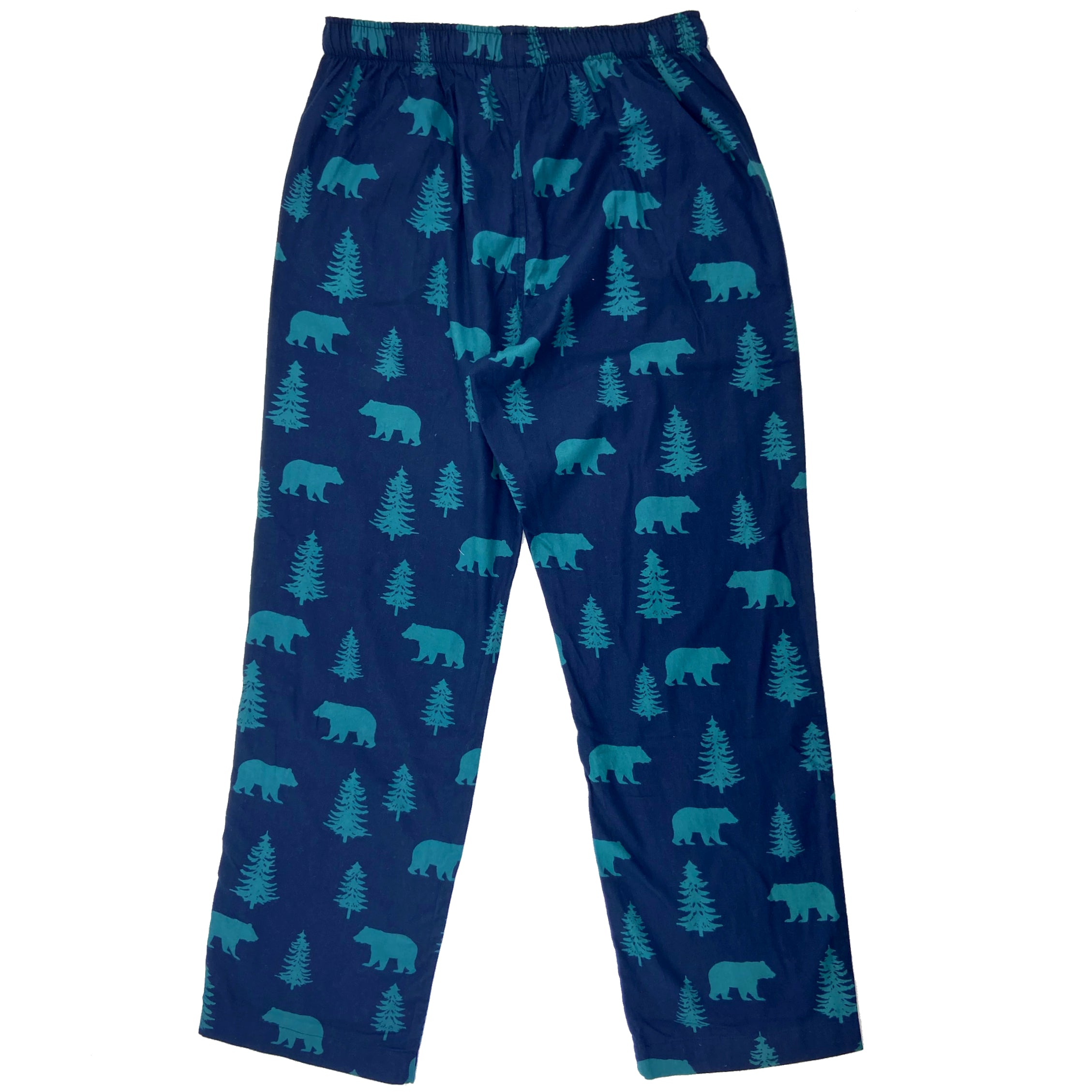 Men's Navy Blue Bear Novelty Print Lightweight Cotton Pajama Bottoms