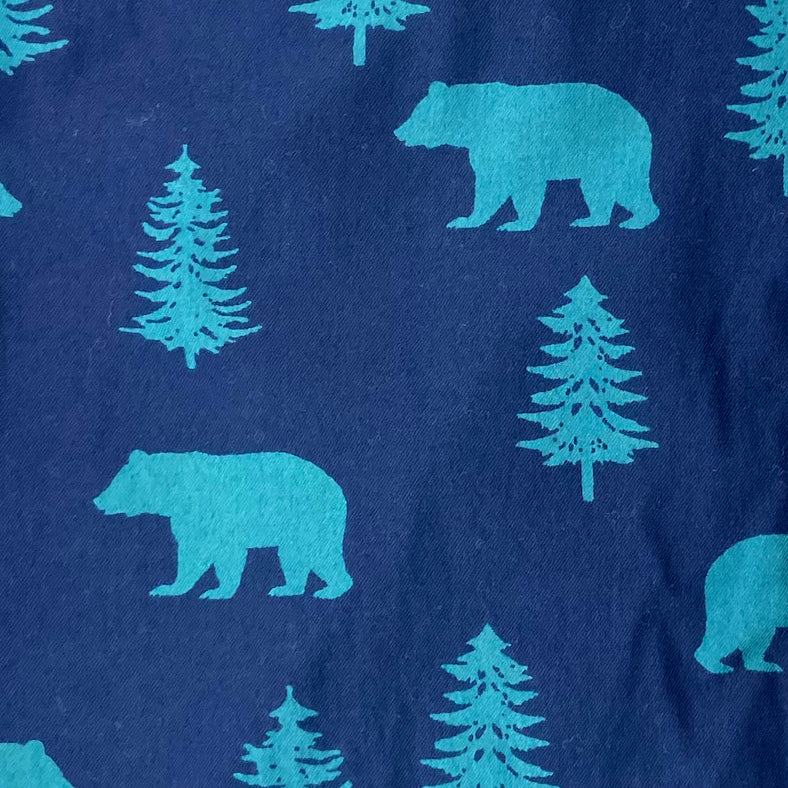 Men's Navy Blue Bear Novelty Print Lightweight Cotton Pajama Bottoms