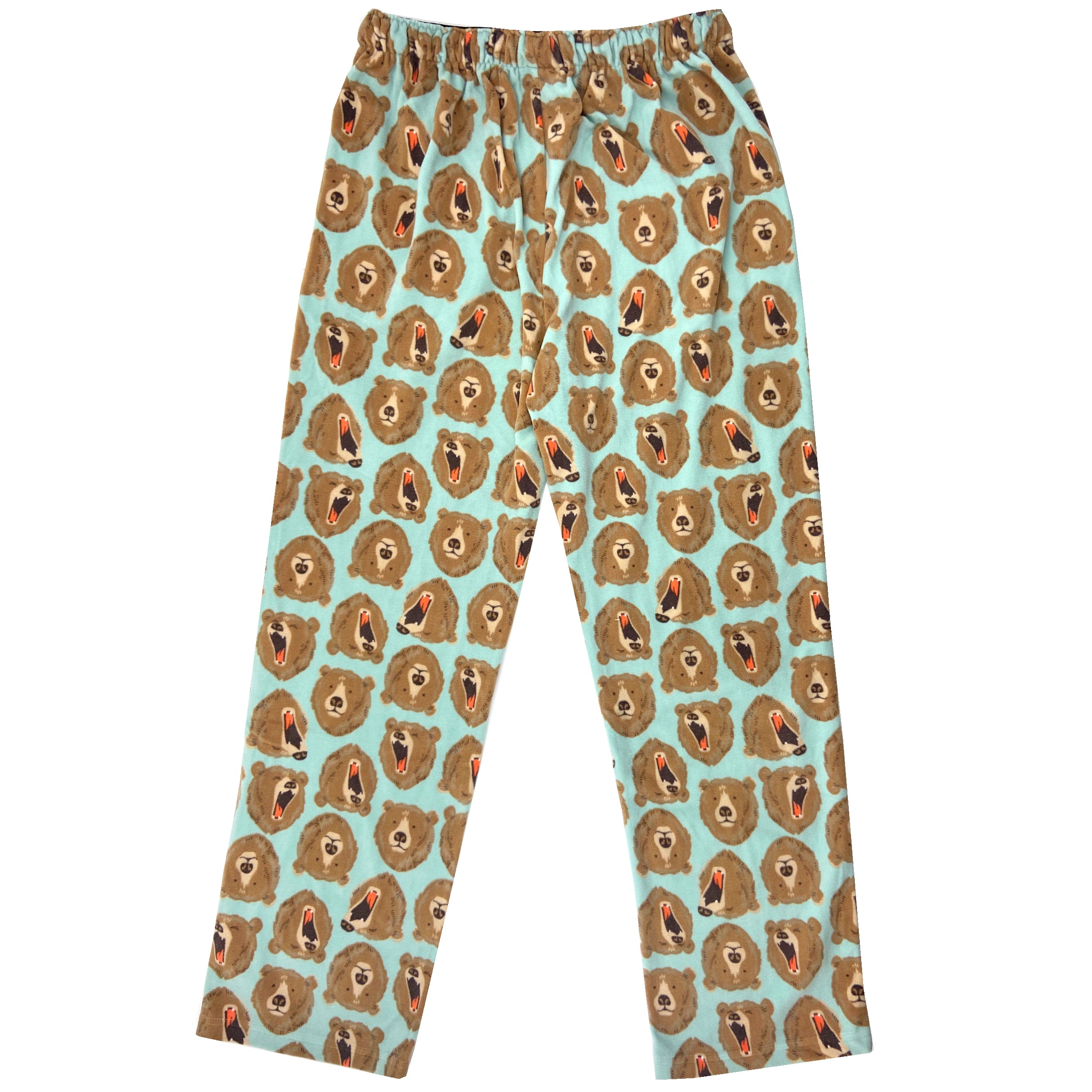 Soft Cozy Warm Brown Bear Patterned Fleece Pajama PJ Pants for Adults 