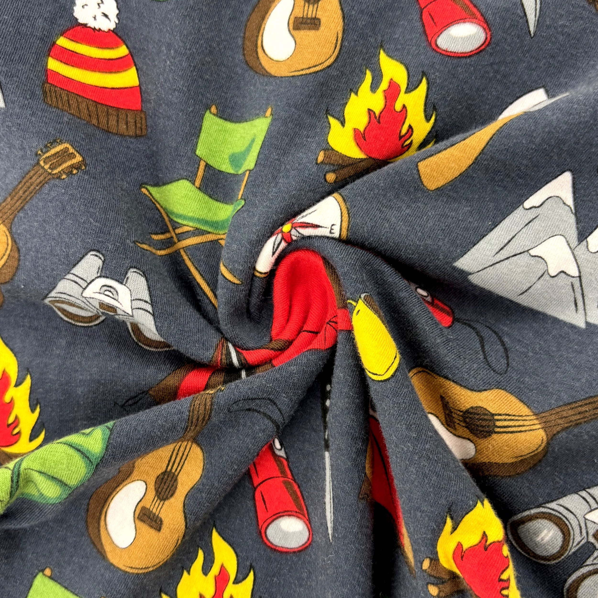 Men's Camping Themed Tent Camp Fire Binoculars Patterned PJ Bottoms