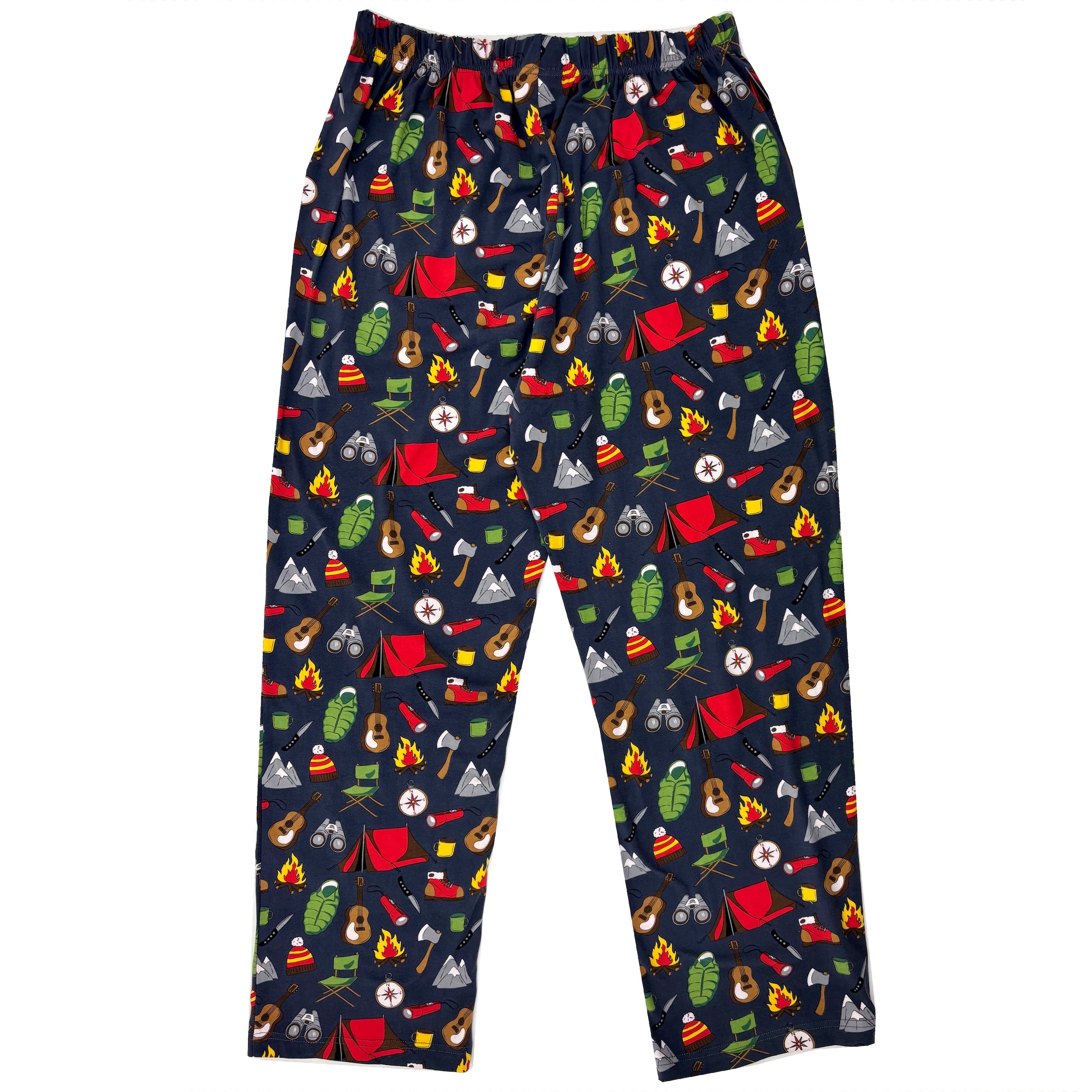 Men's Camping Themed Tent Camp Fire Binoculars Patterned PJ Bottoms