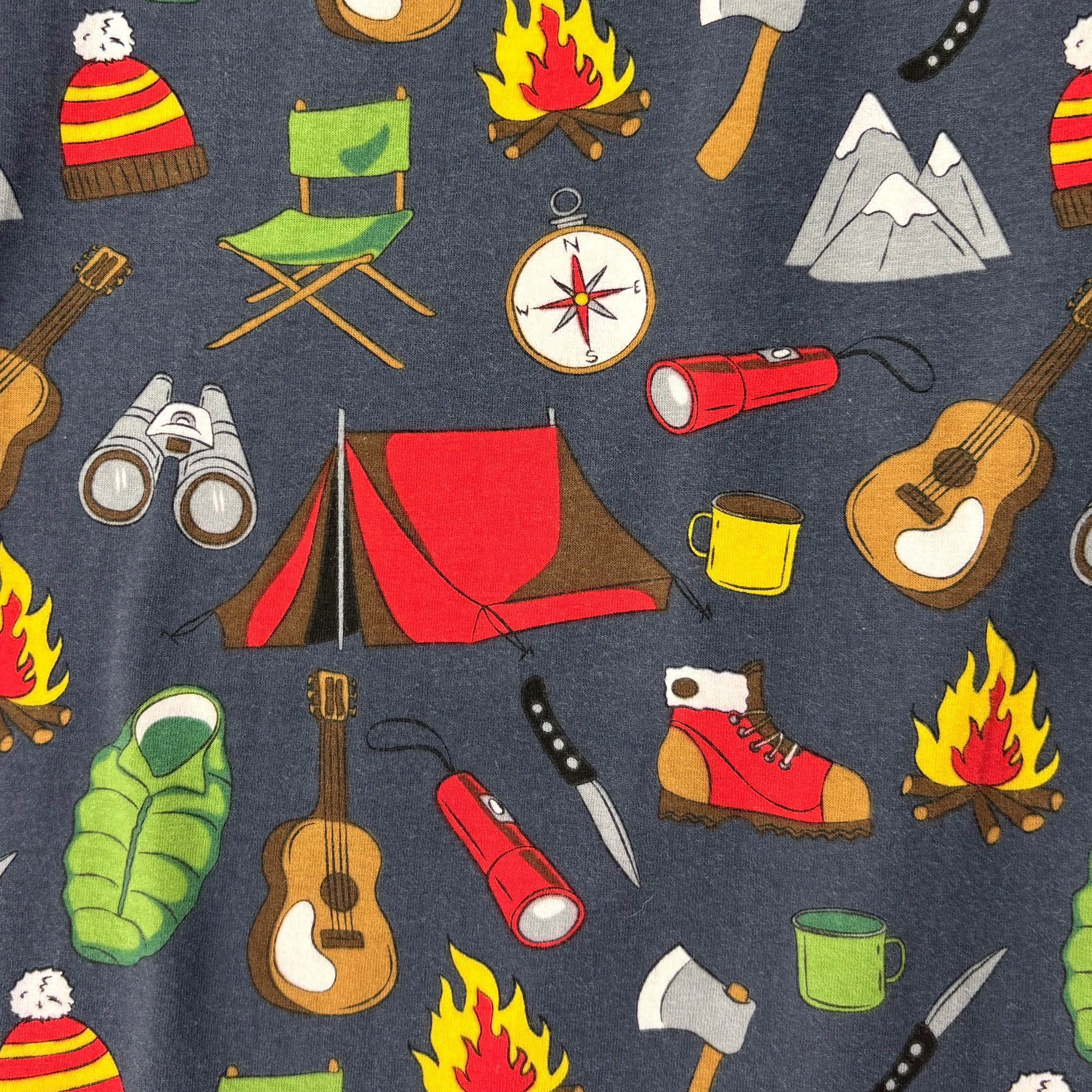 Men's Camping Themed Tent Camp Fire Binoculars Patterned PJ Bottoms