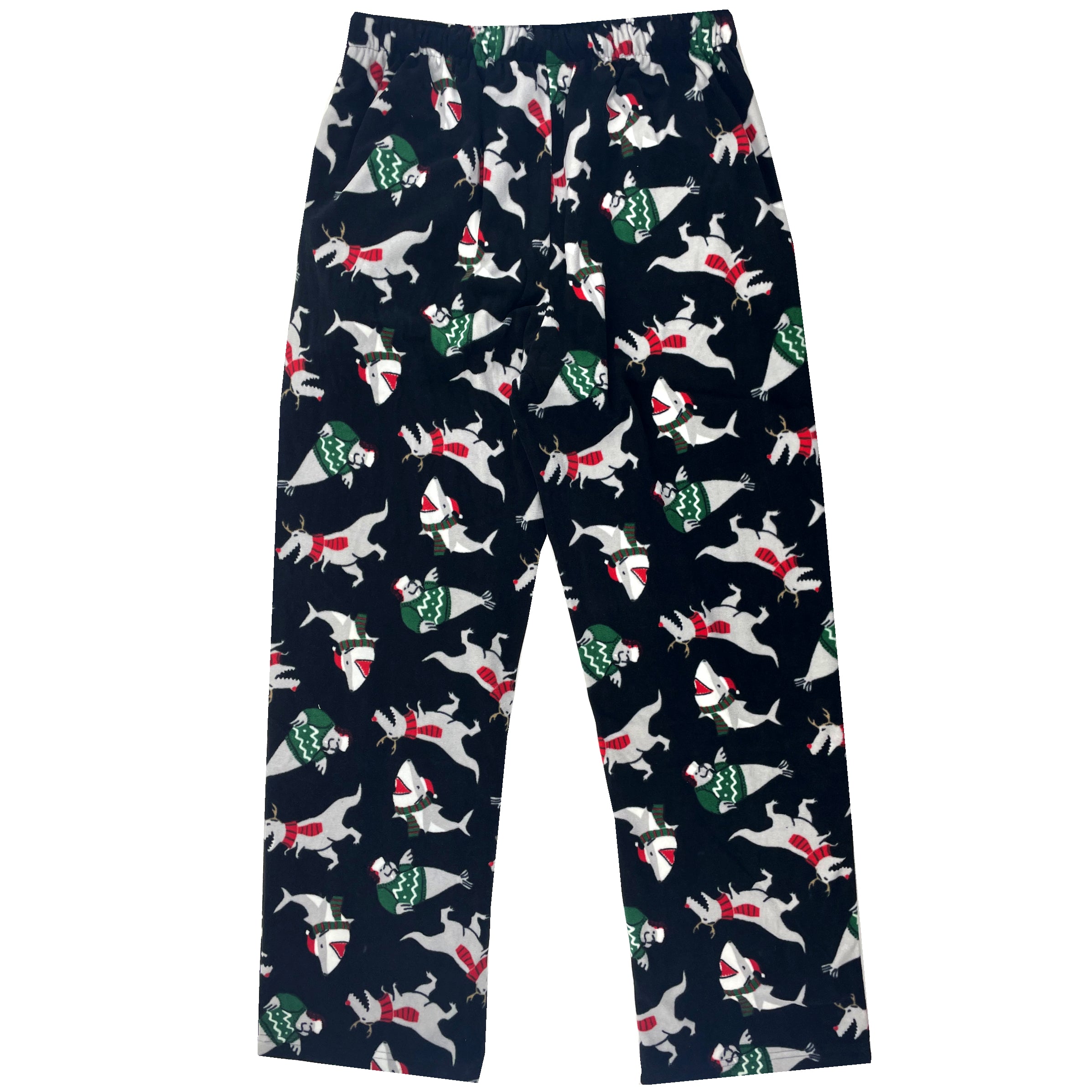 Men's Winter Essentials Warm Christmas Shark Print Fleece Pajama Pants