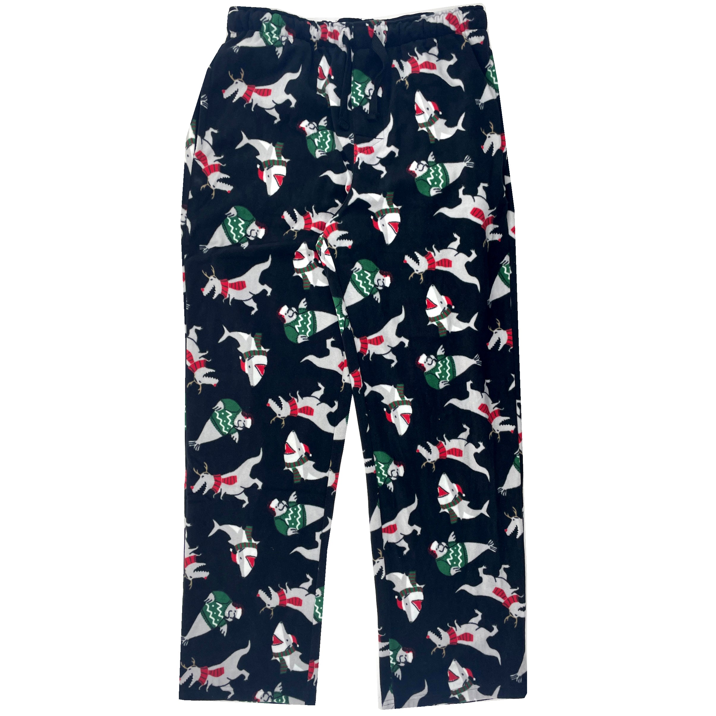 Men's Winter Essentials Warm Christmas Shark Print Fleece Pajama Pants