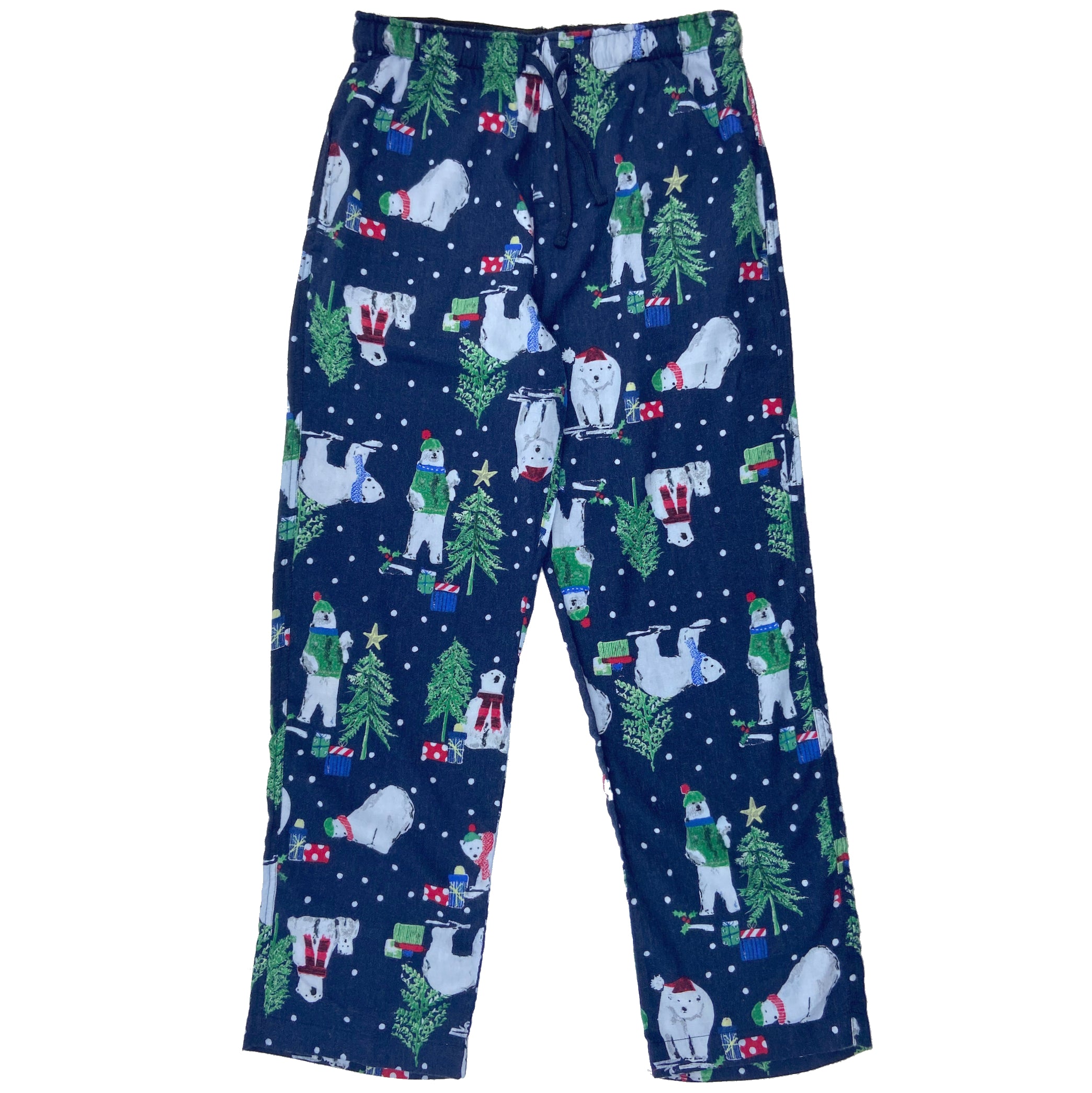 Men's Christmas Polar Bear Novelty Print Lightweight Cotton PJ Pants