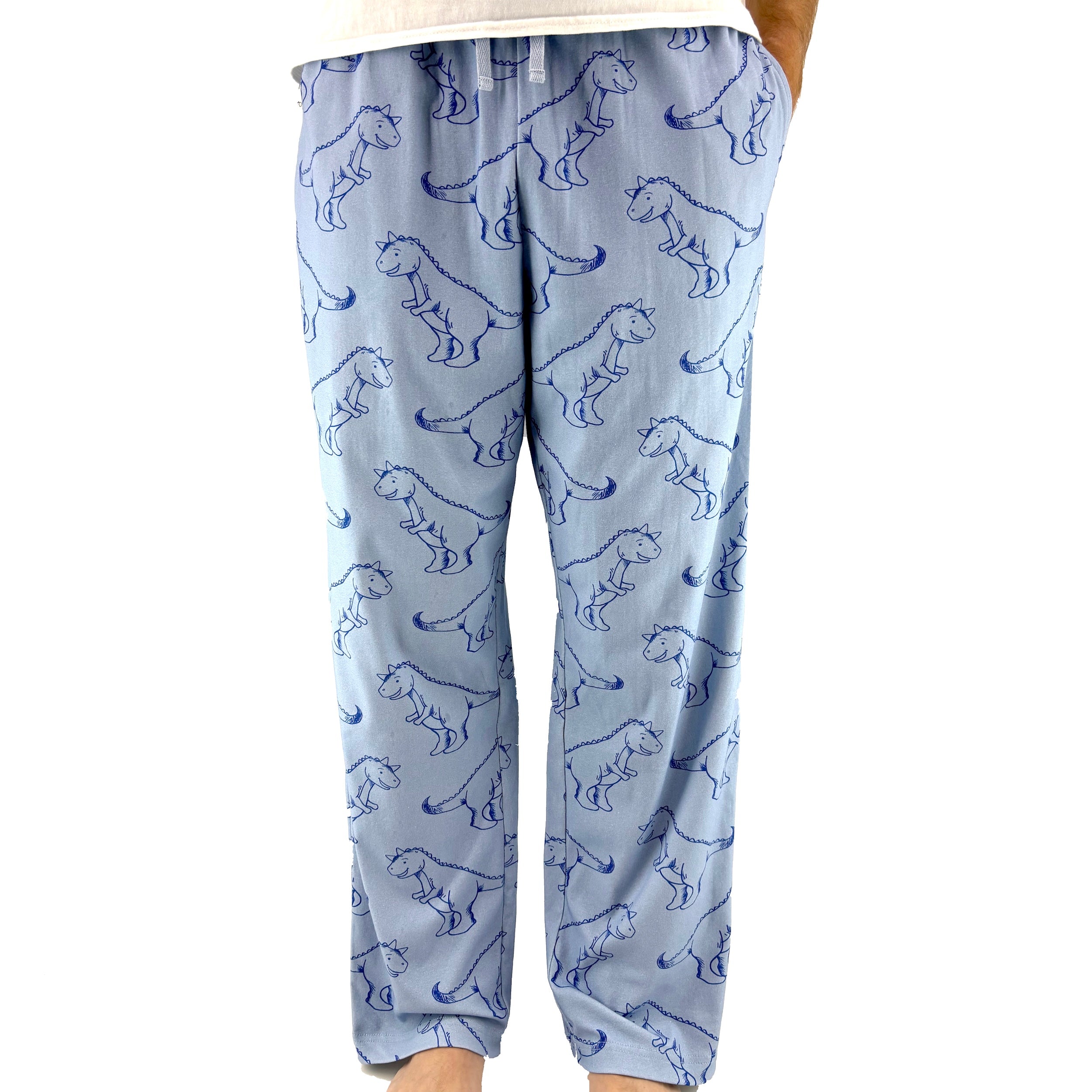 Men's Classic Cartoon Dinosaur Novelty Print Long Pajama Sleep Pants