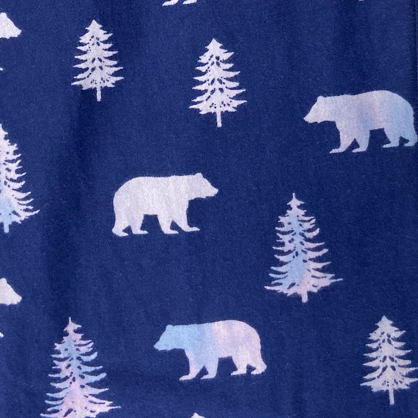 Soft Cotton Flannel Long Pajama Pant Bottoms With Bear All Over Print