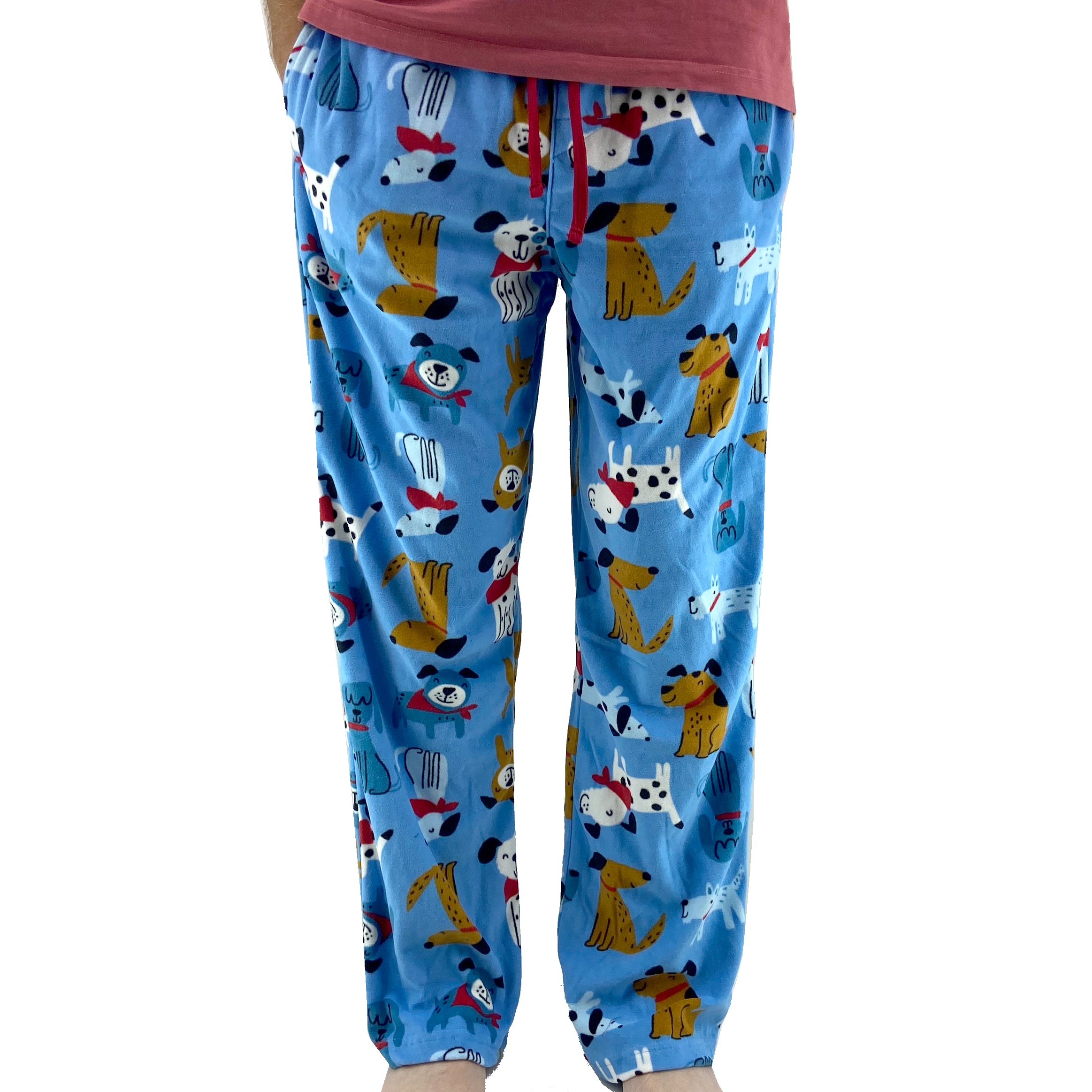 Men's Soft Cozy Fleece Pajama Pants with Puppy Pattern for Dog Lovers