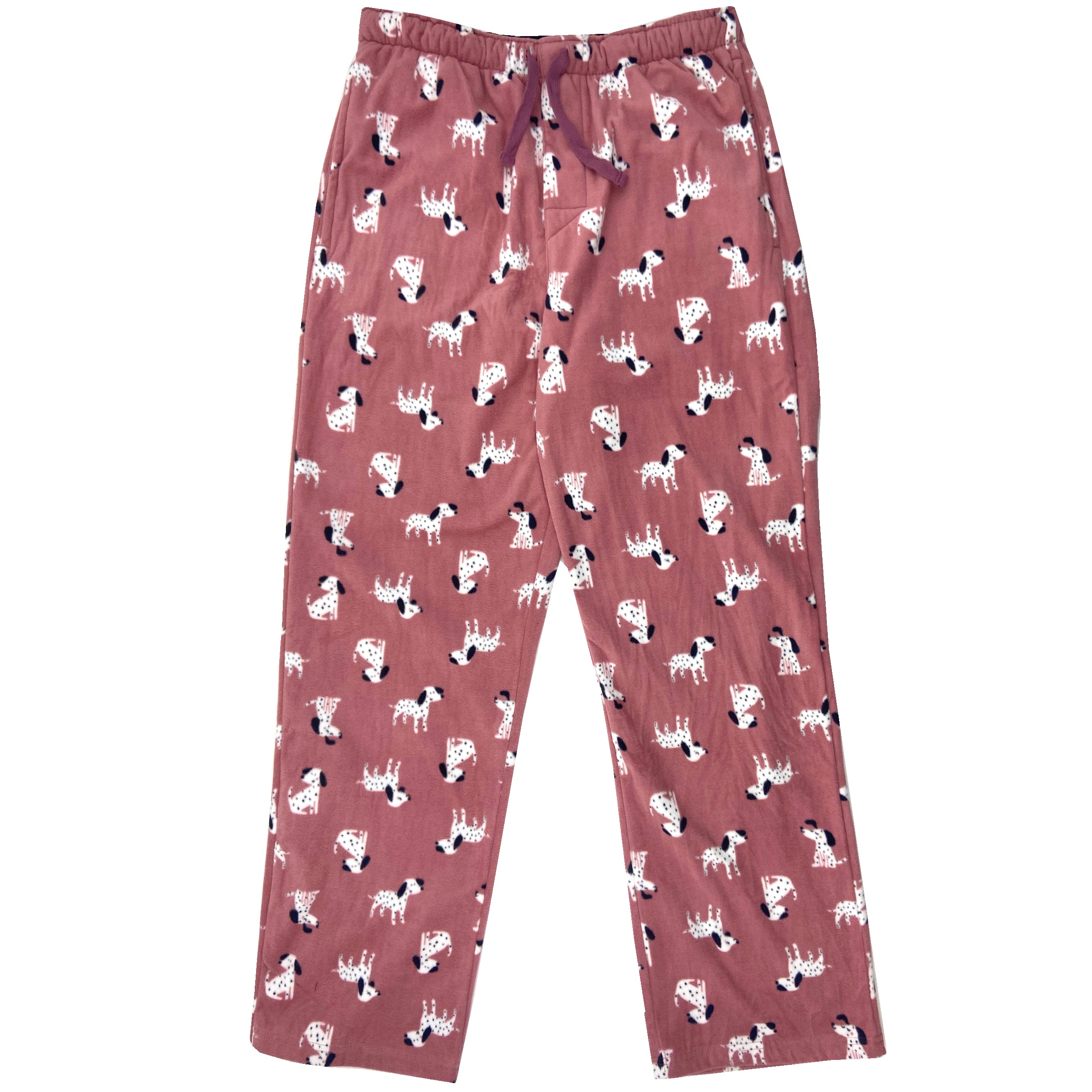 Men Dog Lovers Dalmatian Puppy Print Soft Warm Fleece Pajama Bottoms