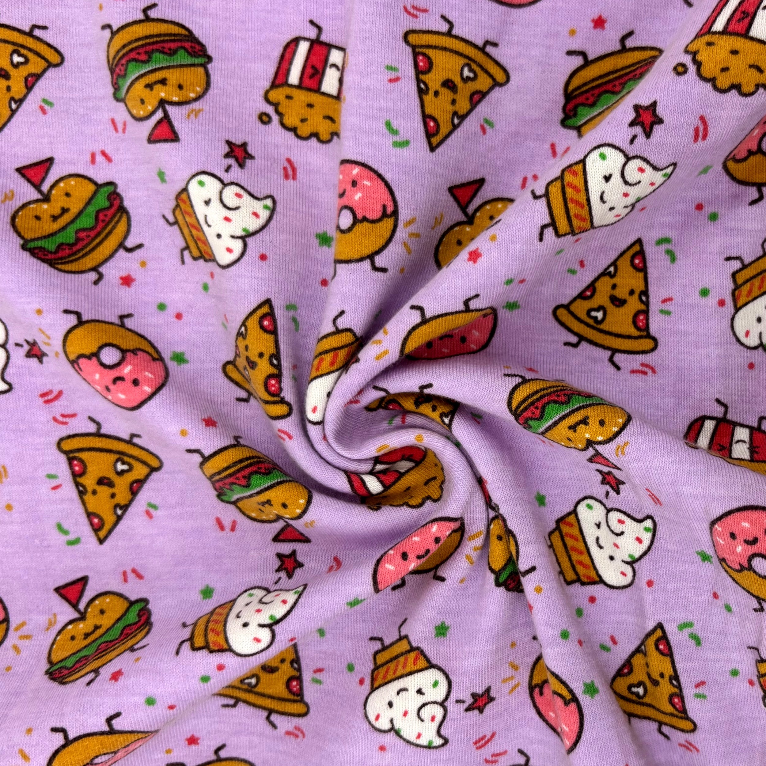 Men's Fast Food Themed Burgers Donuts Pizza Popcorn Print Pajama Pants