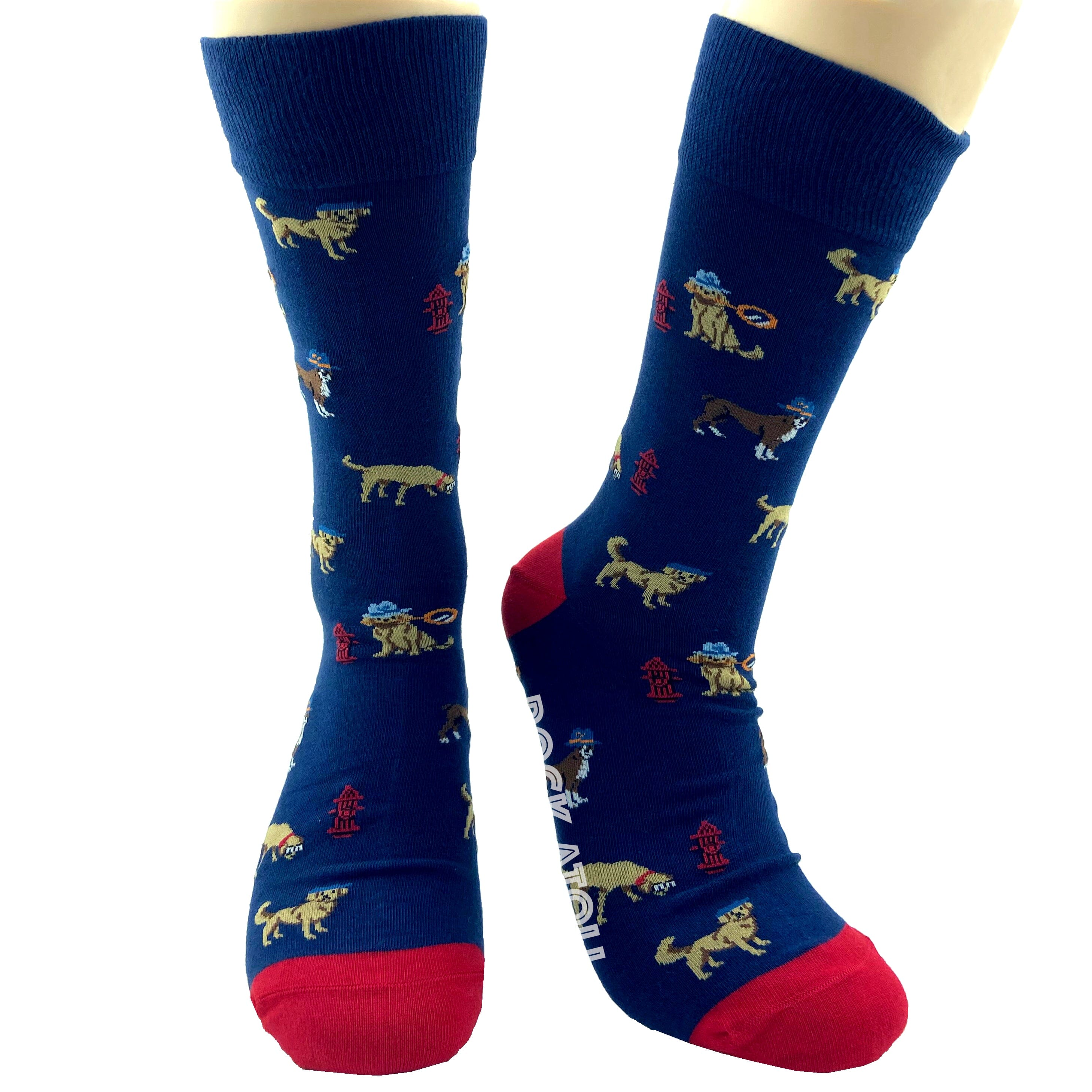 Navy Blue Golden Retriever St Bernard Puppies Patterned Novelty Socks