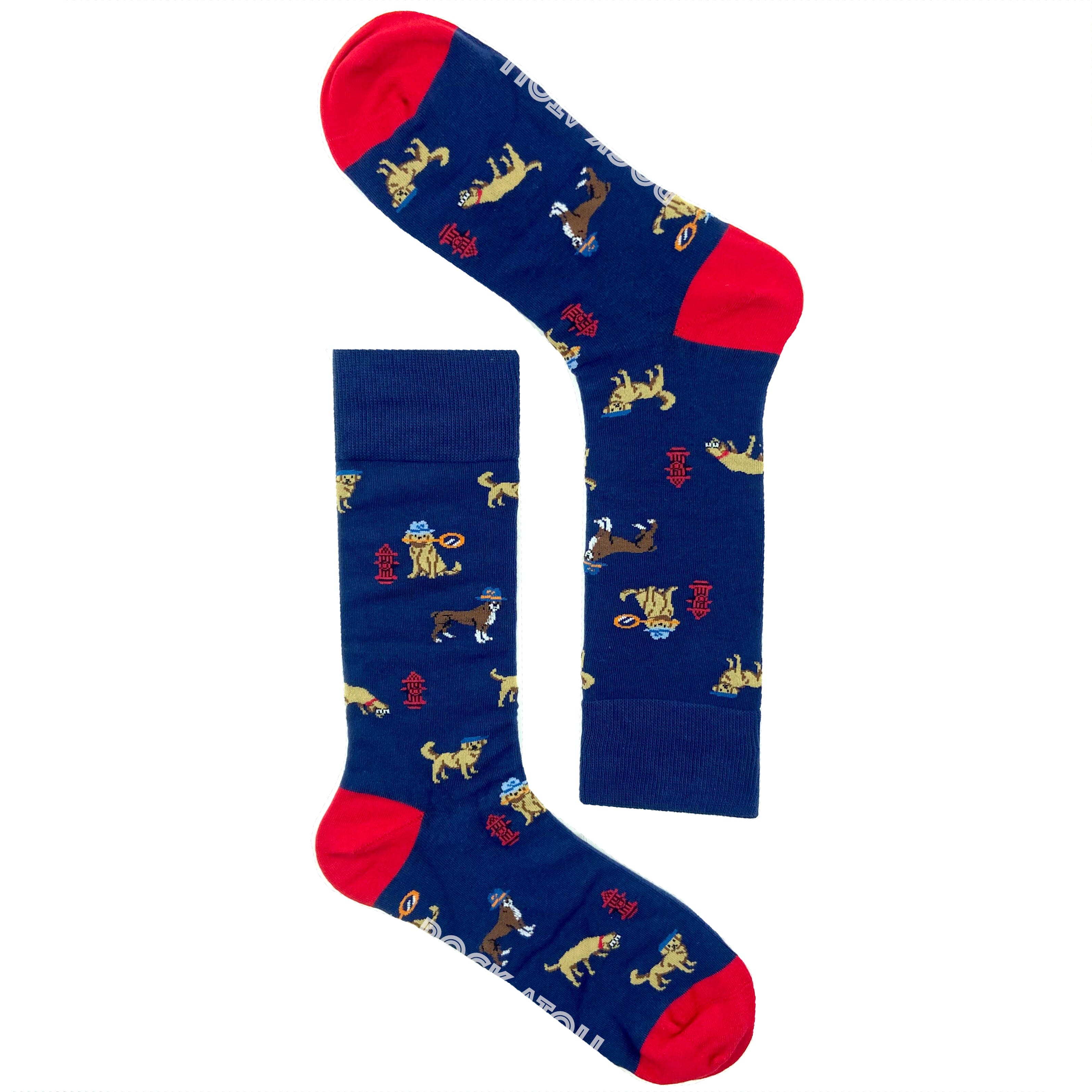 Navy Blue Golden Retriever St Bernard Puppies Patterned Novelty Socks