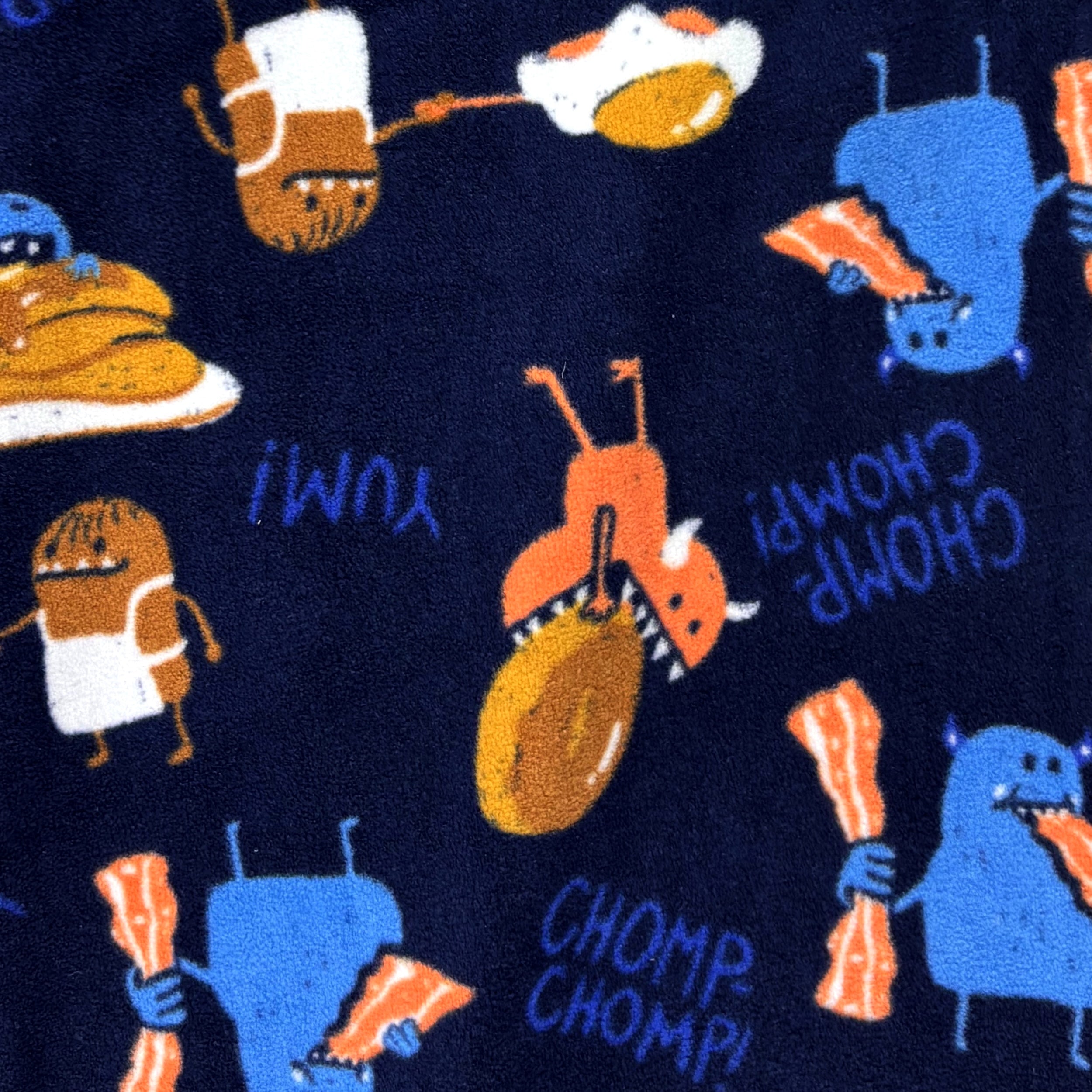 Breakfast Food Bacon Eggs Pancake Monster Print Fleece Pajama Bottoms