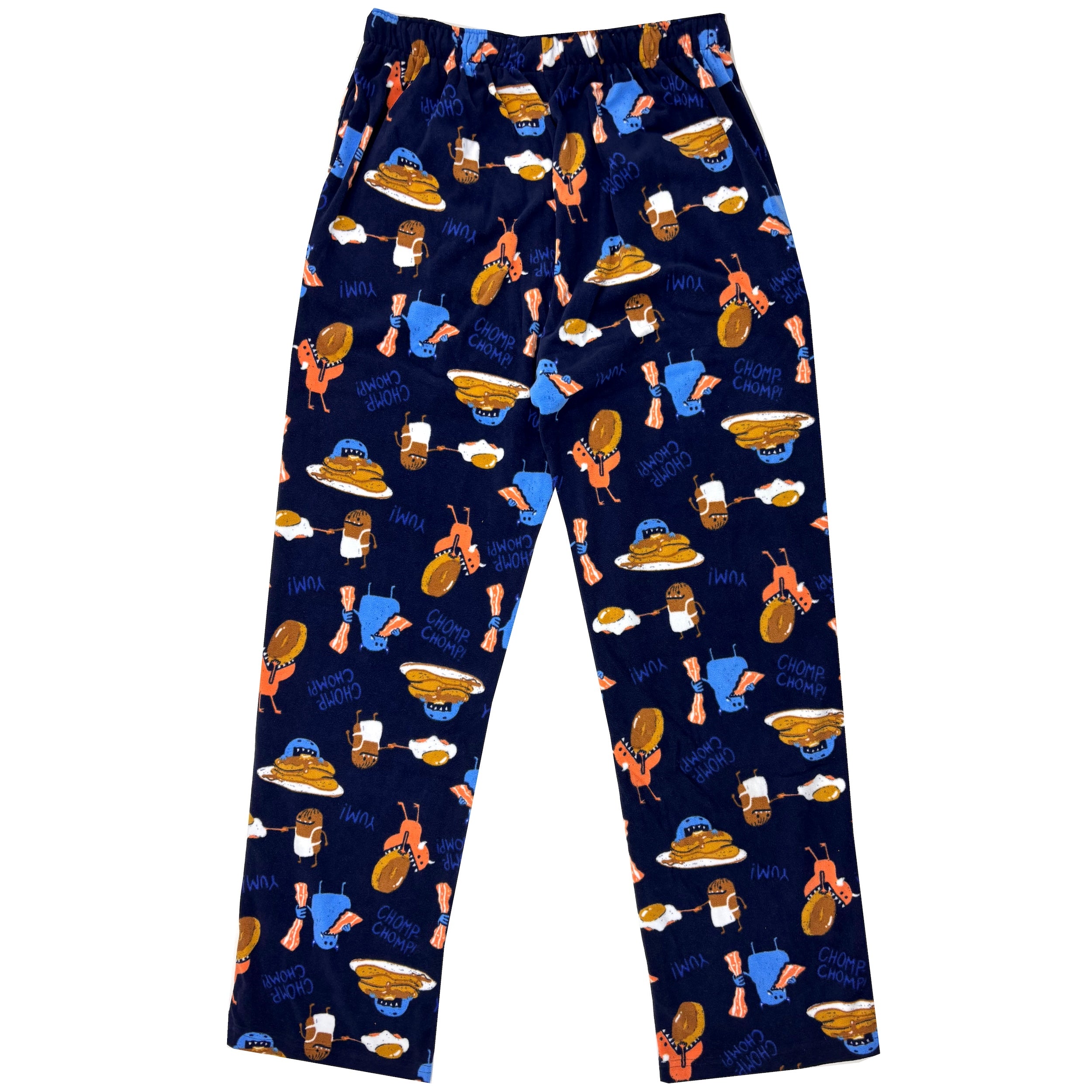 Breakfast Food Bacon Eggs Pancake Monster Print Fleece Pajama Bottoms