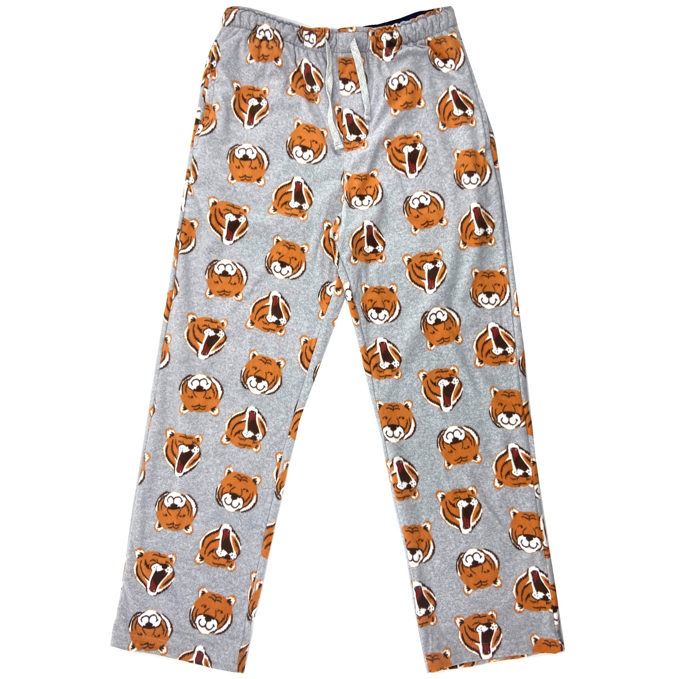 Men's Warm Soft Fleece Long Pajama Bottoms with Tiger All Over Print