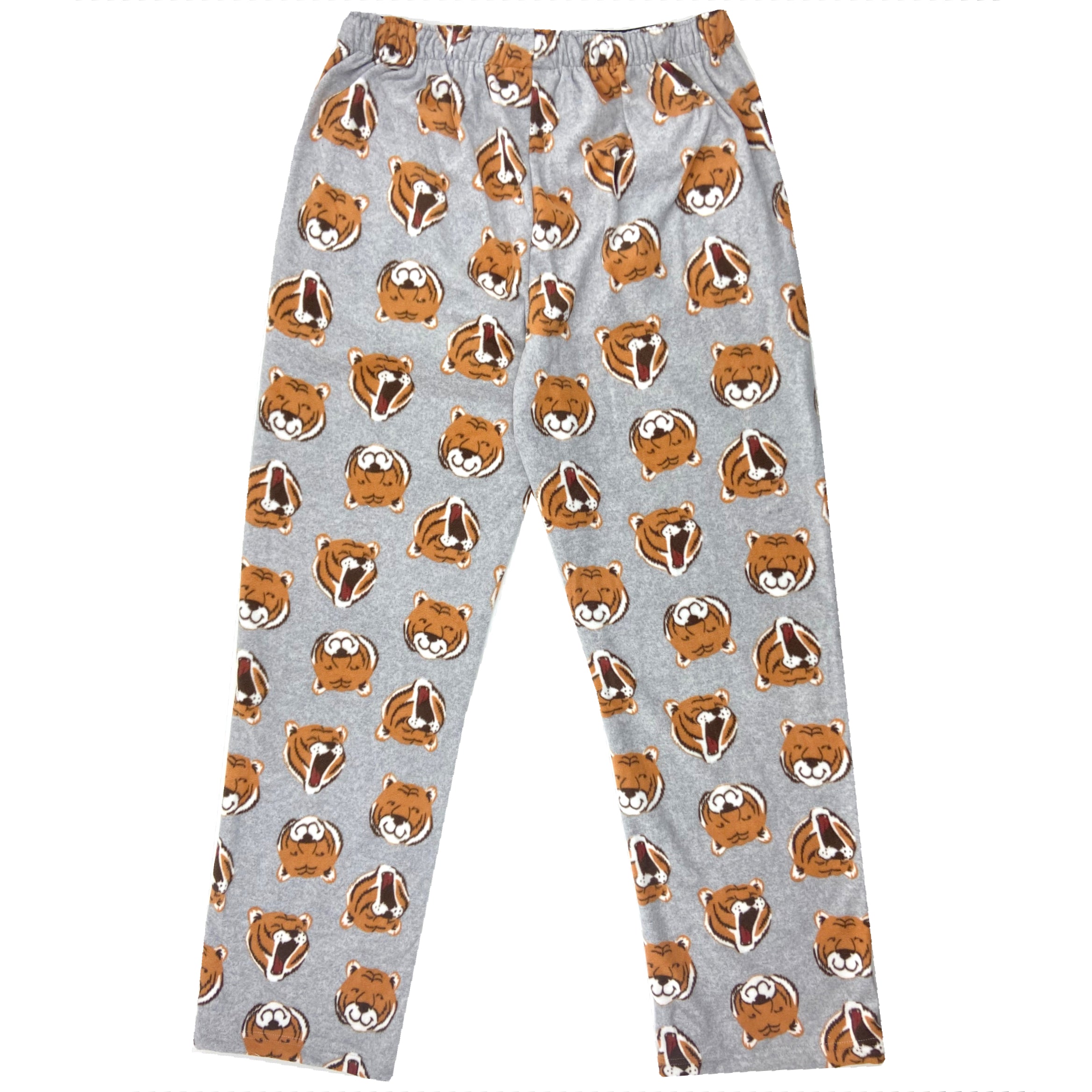 Men's Warm Soft Fleece Long Pajama Bottoms with Tiger All Over Print