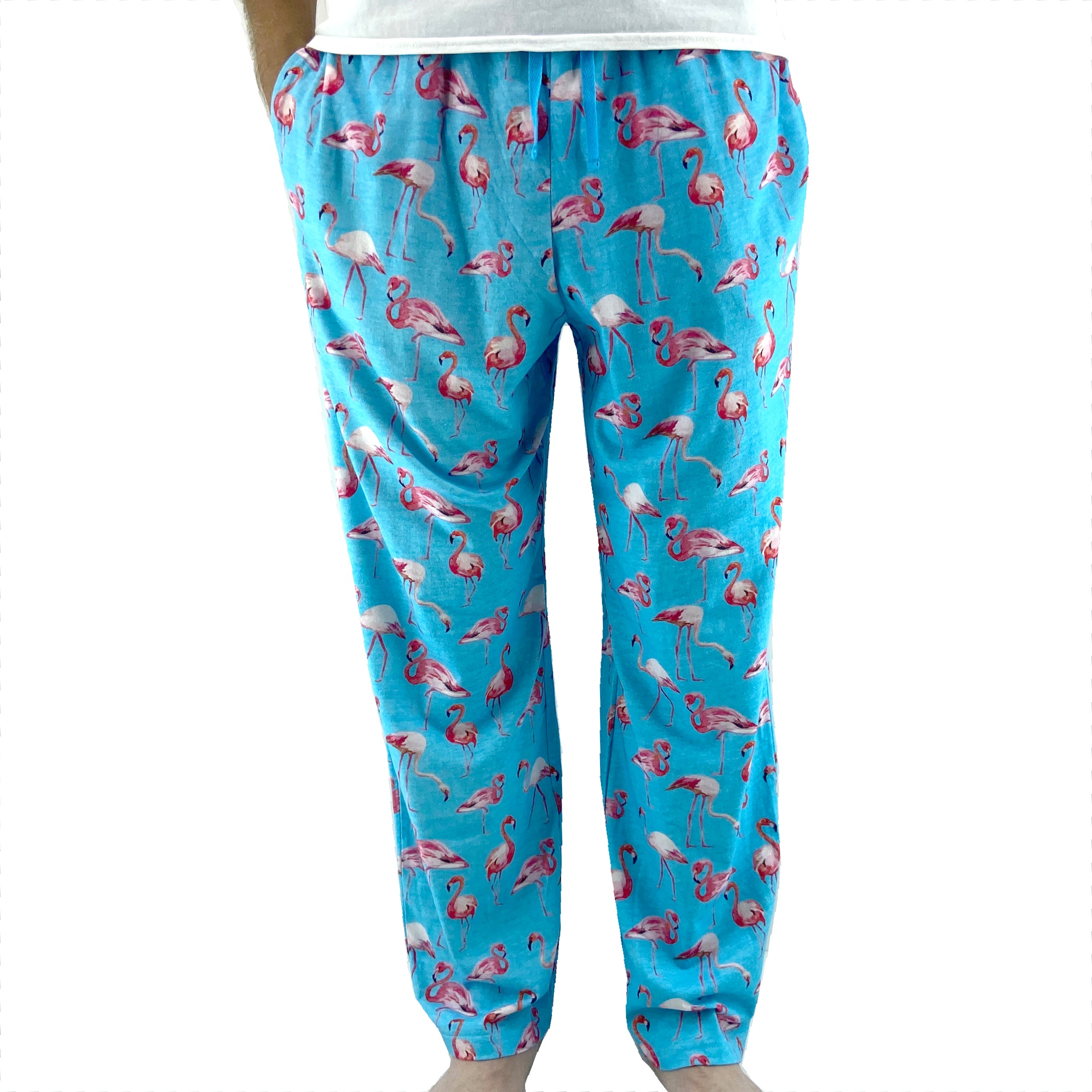 Men's Tropical Flamingo Pattern Lightweigh Cotton Knit Pajama PJ Pants