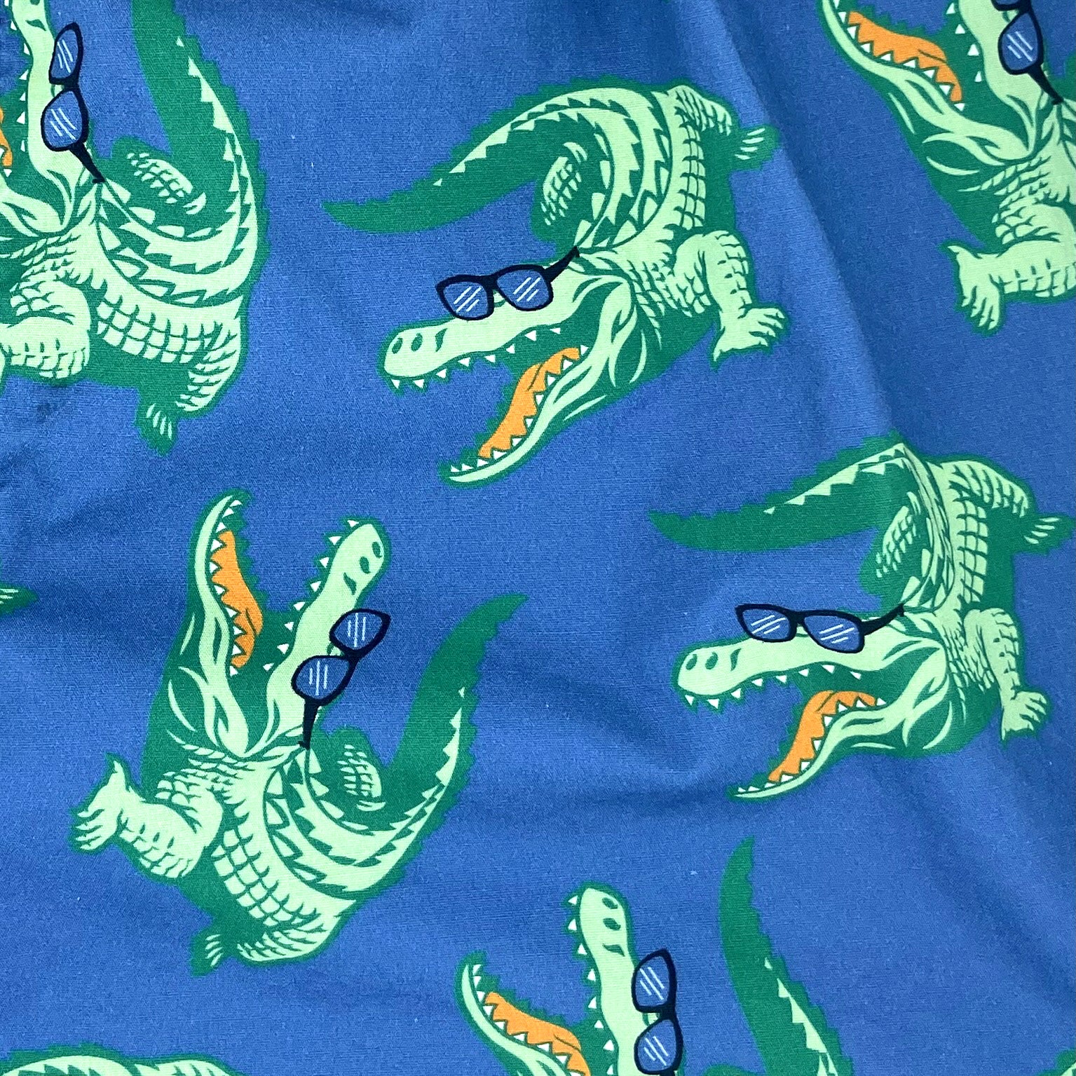 Men's Fun Crocodile Alligator Wearing Sunnies Print Blue Boxer Shorts