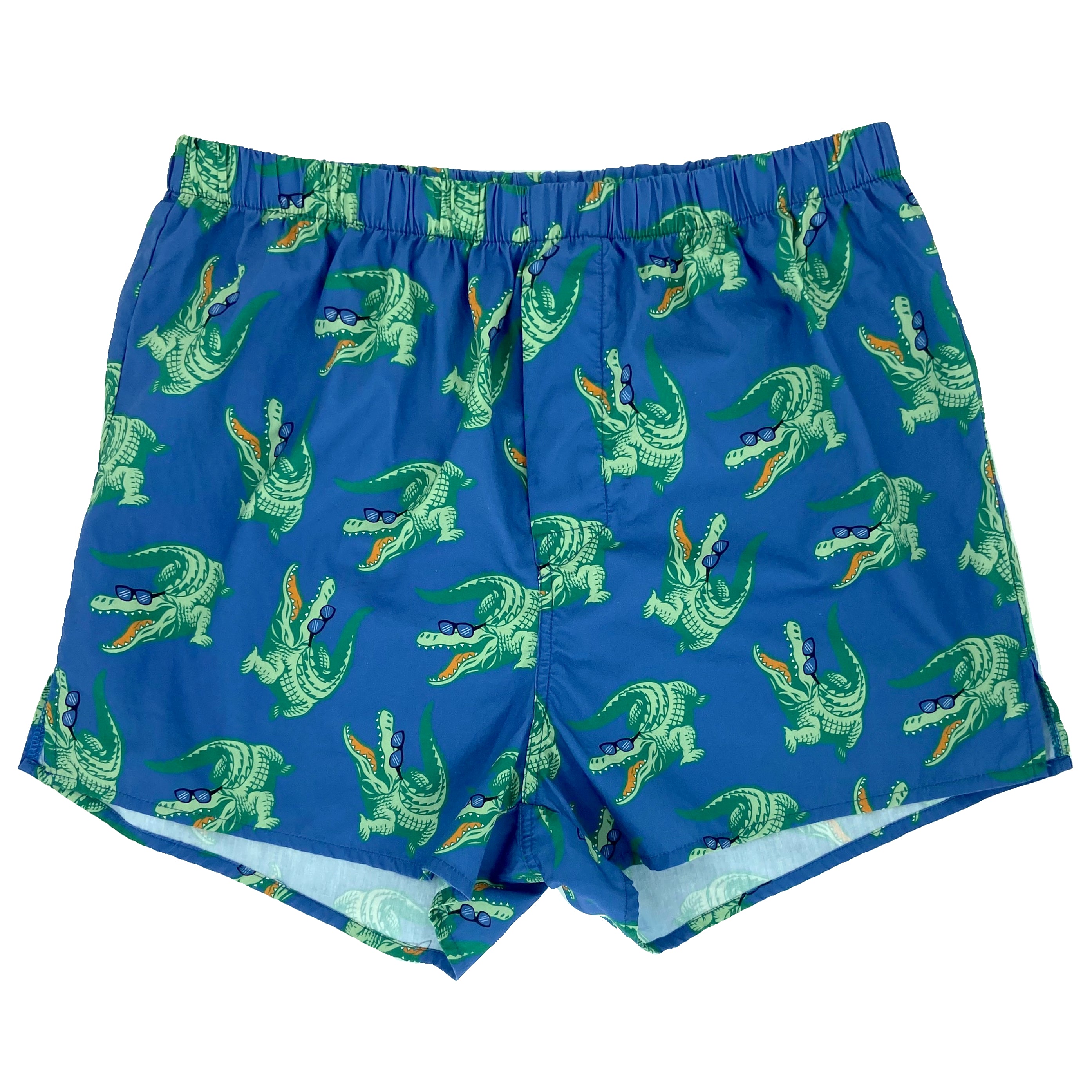 Men's Fun Crocodile Alligator Wearing Sunnies Print Blue Boxer Shorts