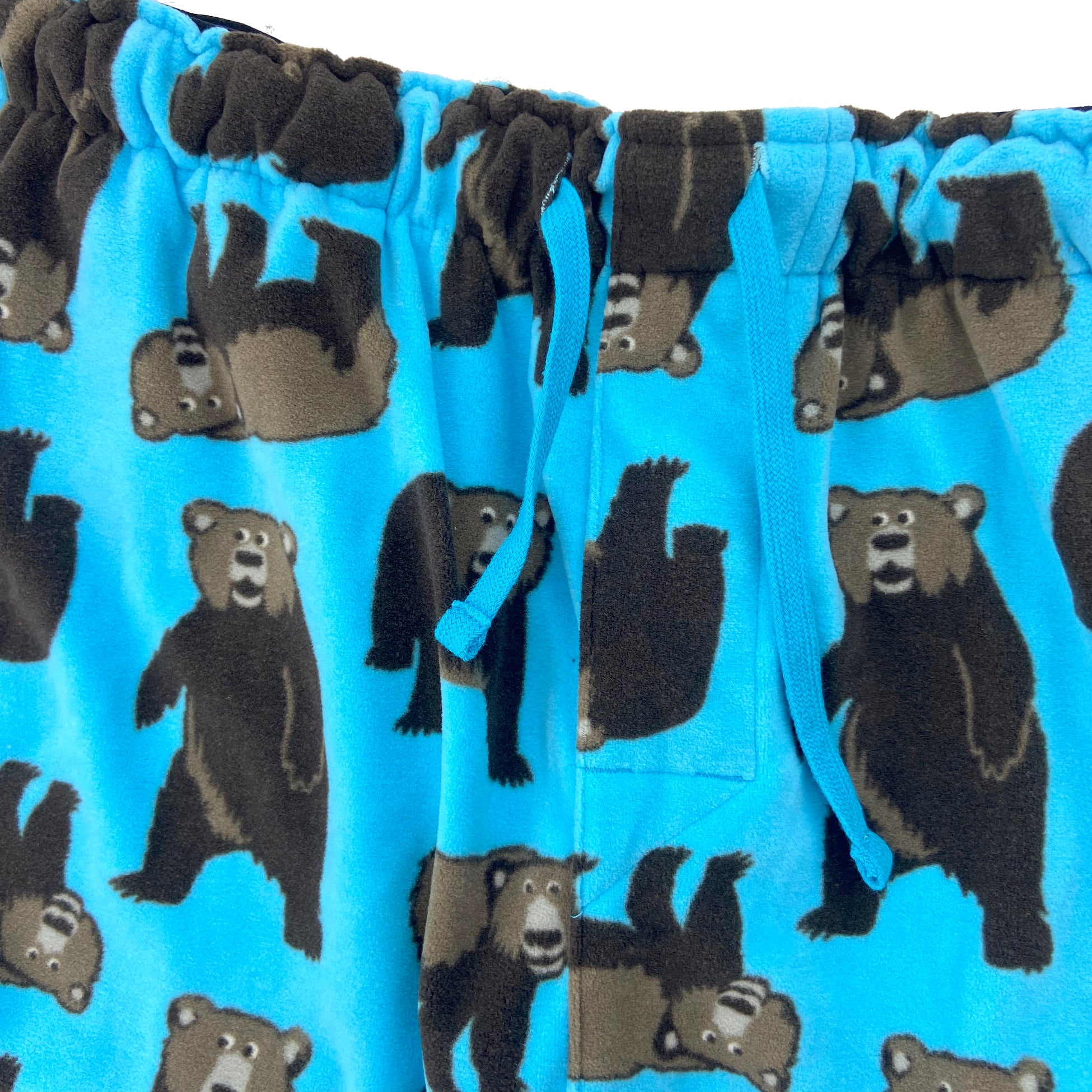 Soft Cozy Brown Grizzly Bear Print Fleece Pajama PJ Pants for Adults 