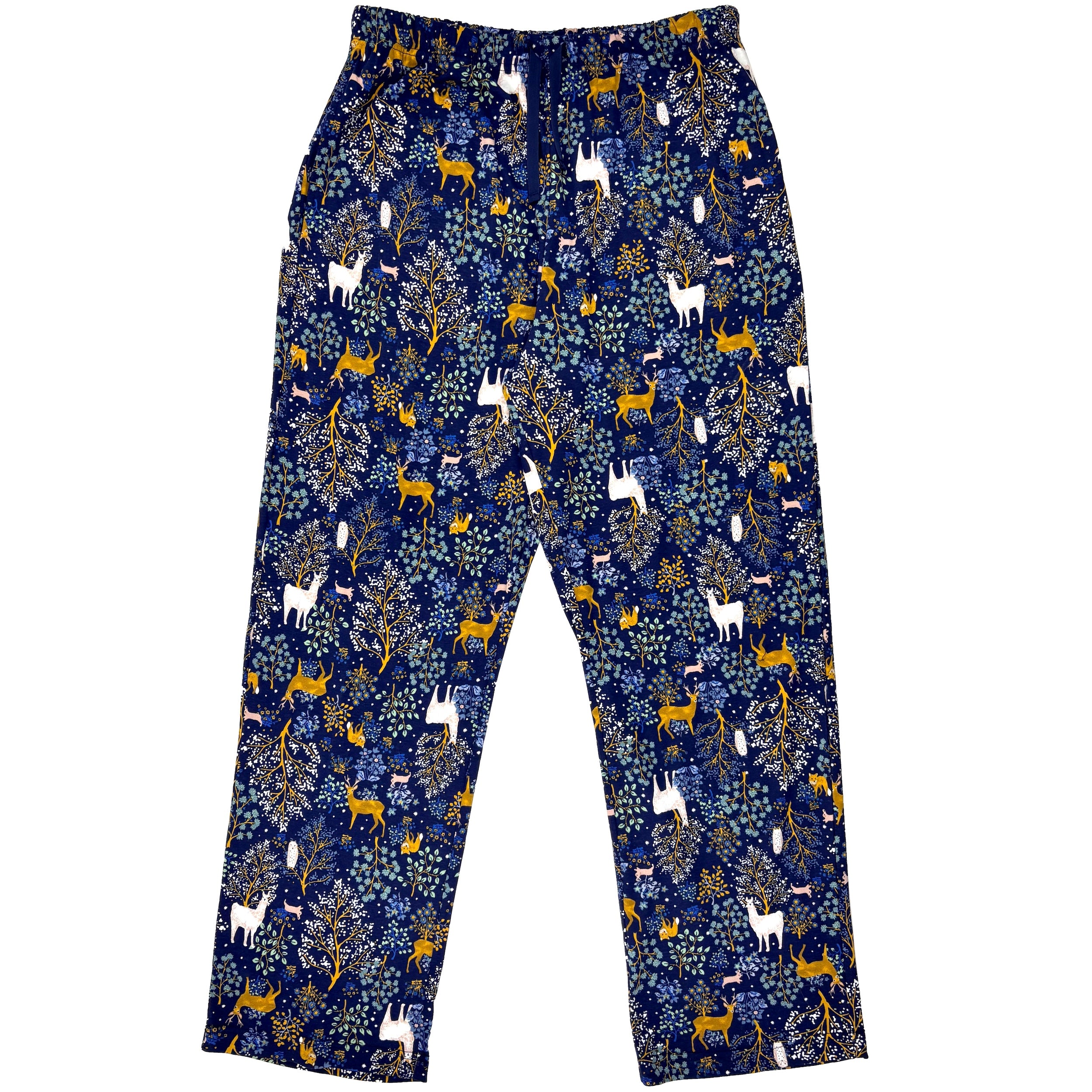 Men's Woodland Creatures Deer Rabbit Owl Fox Patterned Pajama Pants