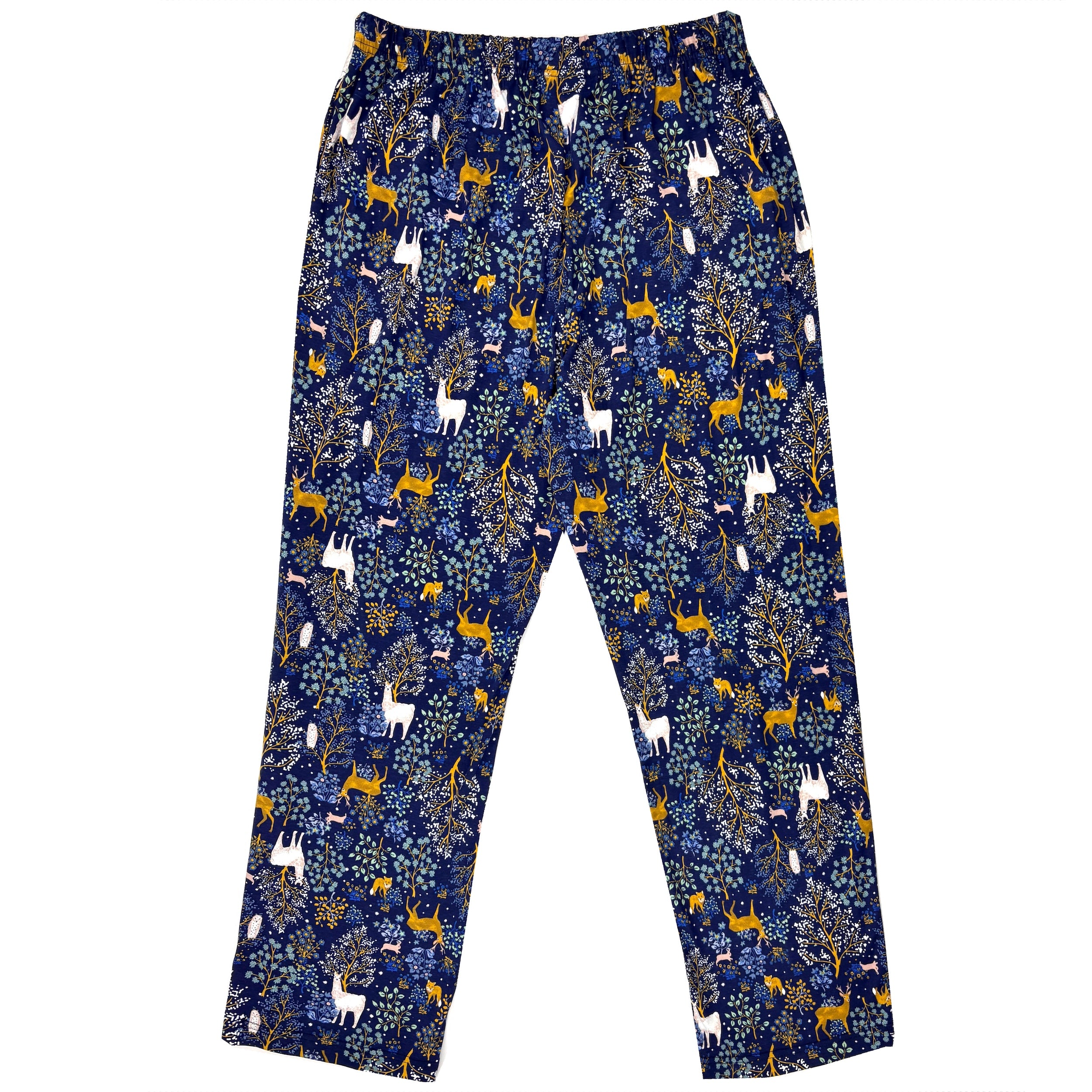 Men's Woodland Creatures Deer Rabbit Owl Fox Patterned Pajama Pants