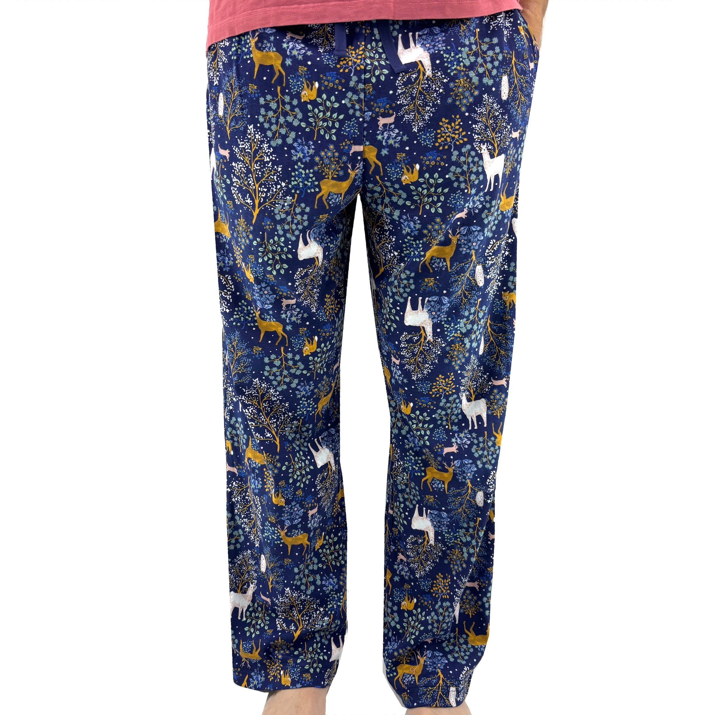 Men's Woodland Creatures Deer Rabbit Owl Fox Patterned Pajama Pants