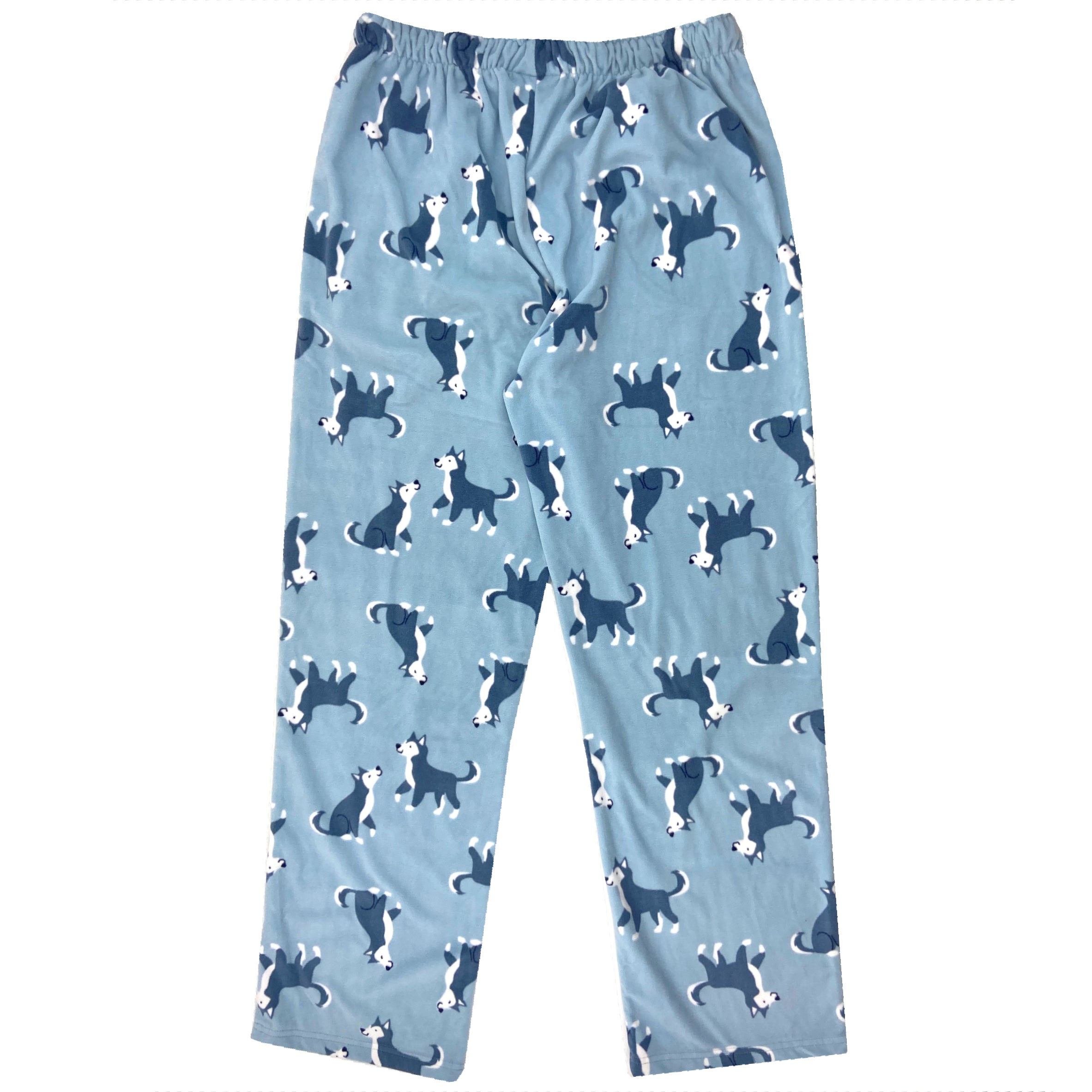 Men Dog Lover Siberian Husky Puppy Print Soft Warm Fleece Pajama Pants