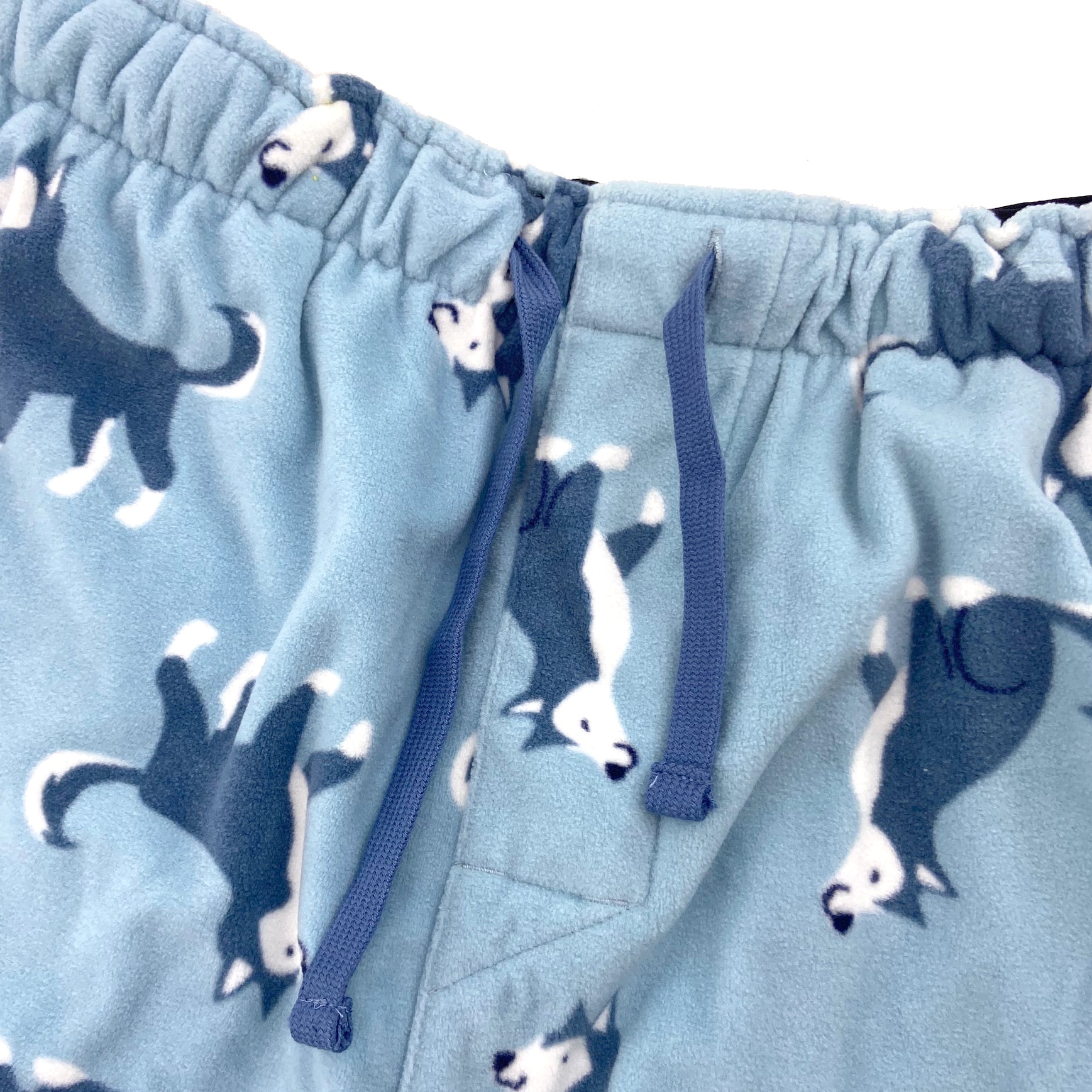 Men Dog Lover Siberian Husky Puppy Print Soft Warm Fleece Pajama Pants