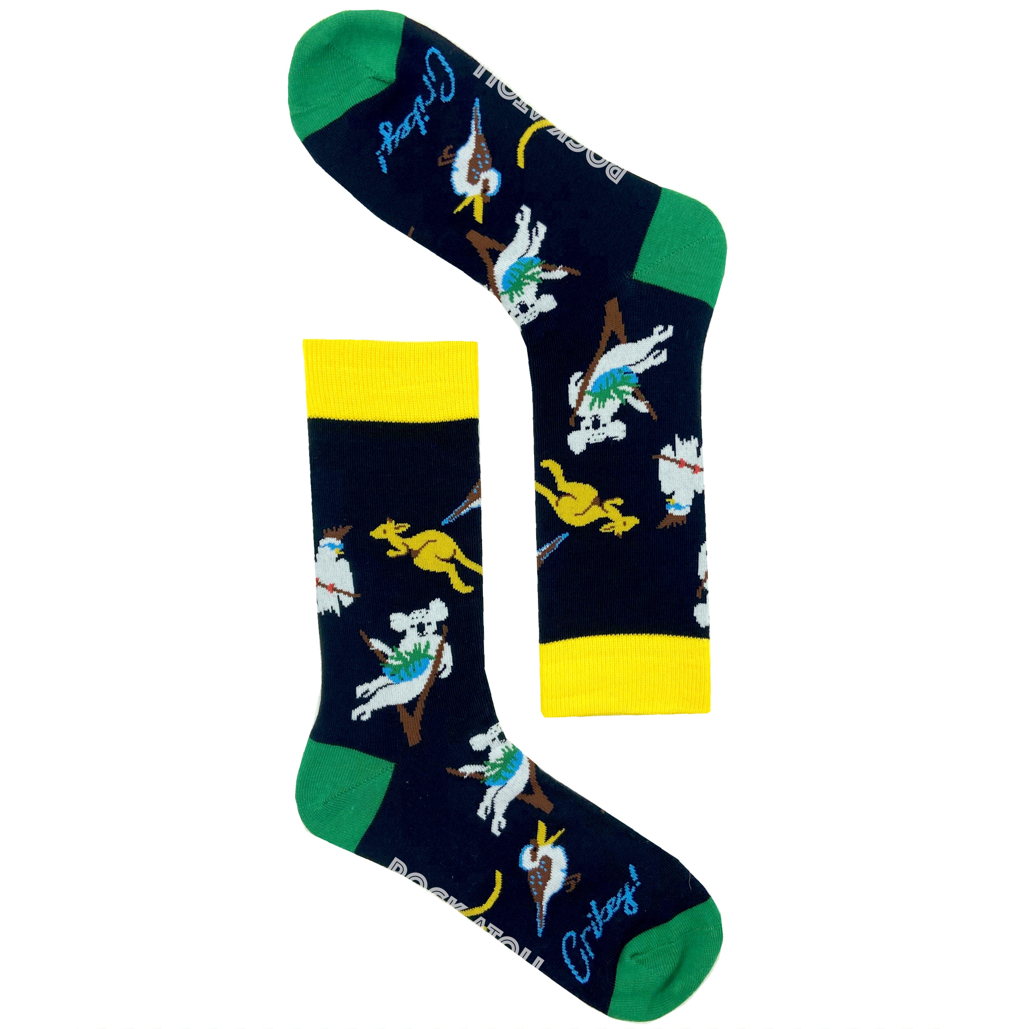 Unisex Iconic Australian Animal Koala Kangaroo Kookaburra Crew Socks