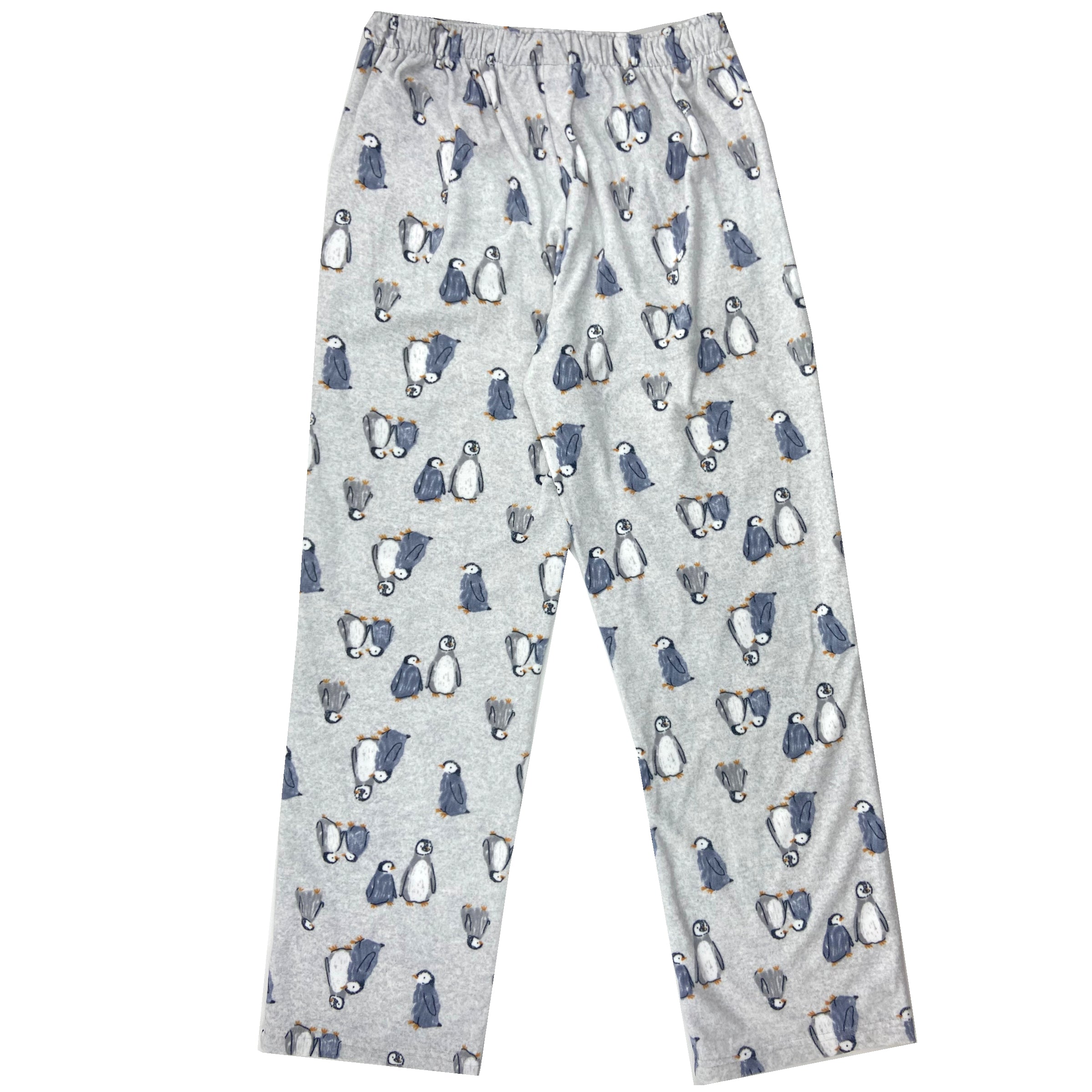 Men's Grey Penguin Patterned Winter Essential Fleece Pyjama Bottoms