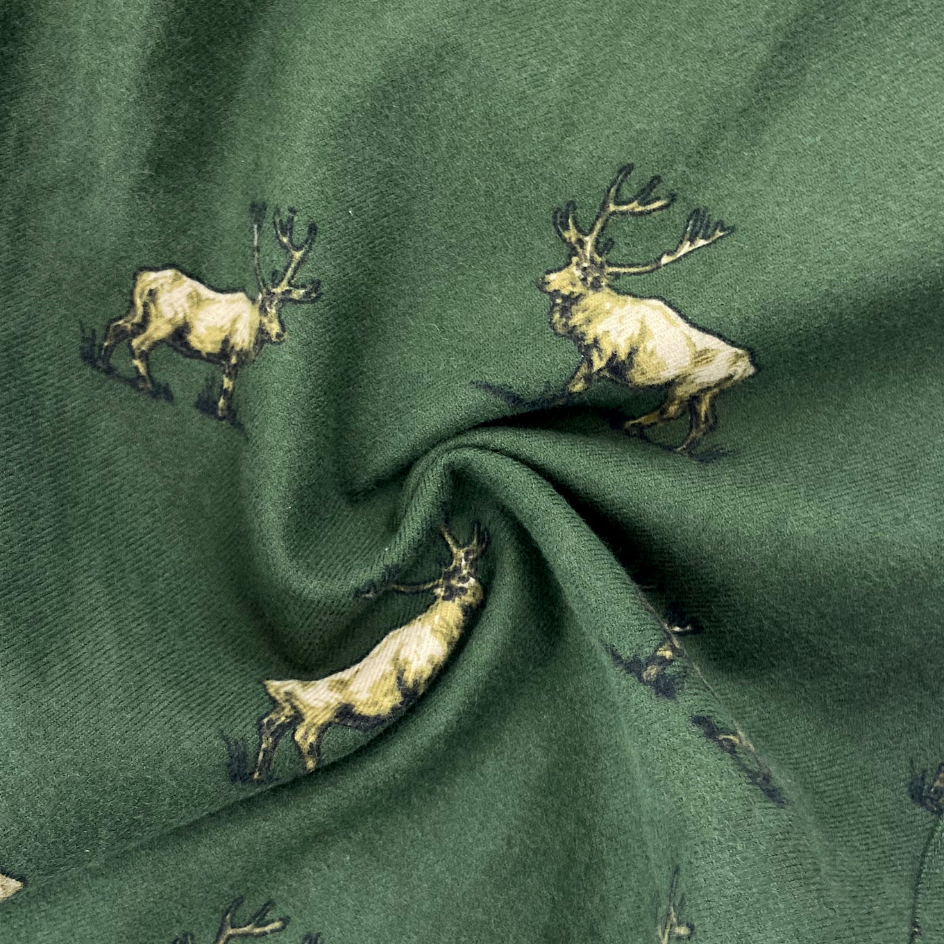 Men's Elk Deer Moose All Over Print Thick Cotton Long PJ Pajama Bottoms in Dark Green