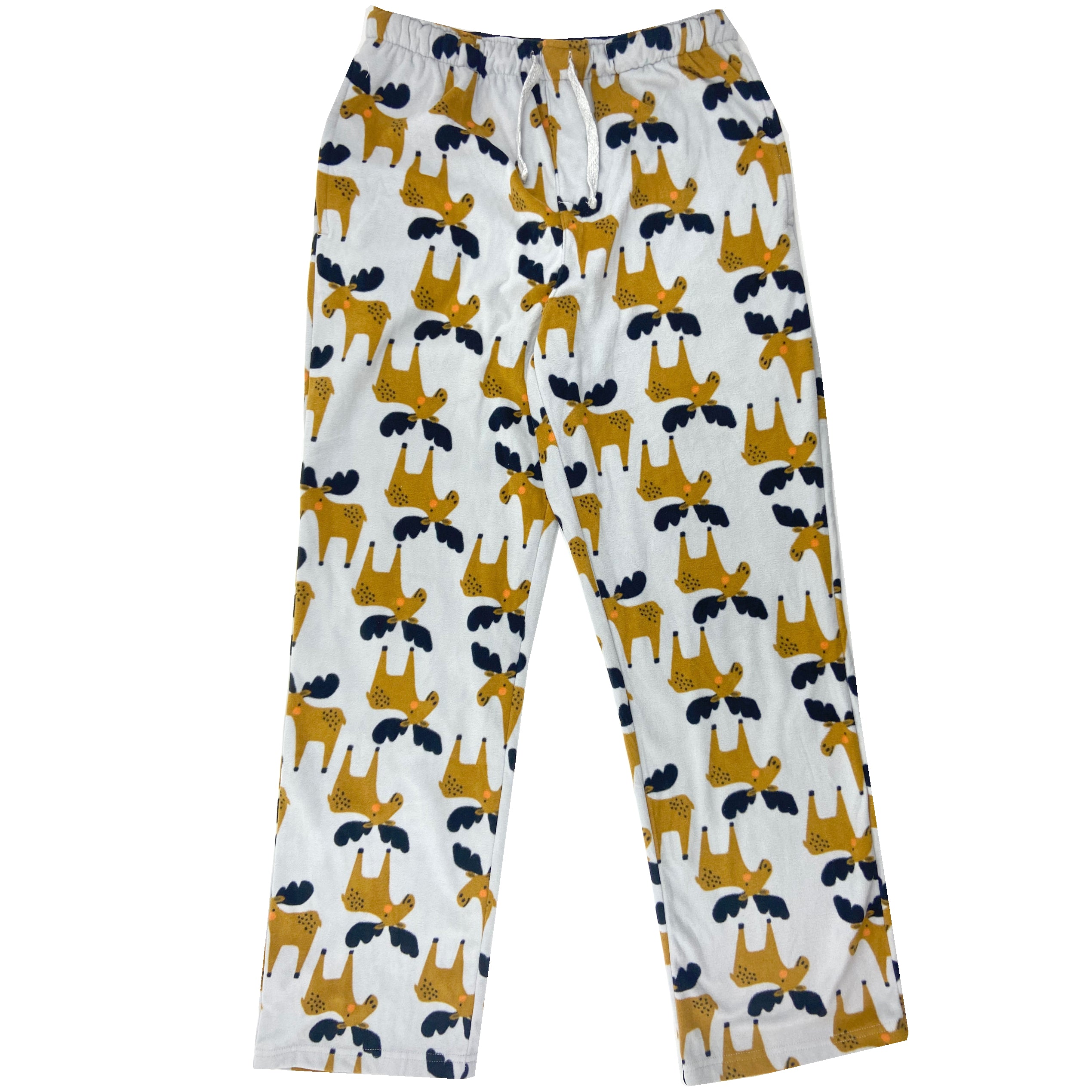 Men's Soft Fluffy Fleece Pajama Pant Bottoms With Moose All Over Print