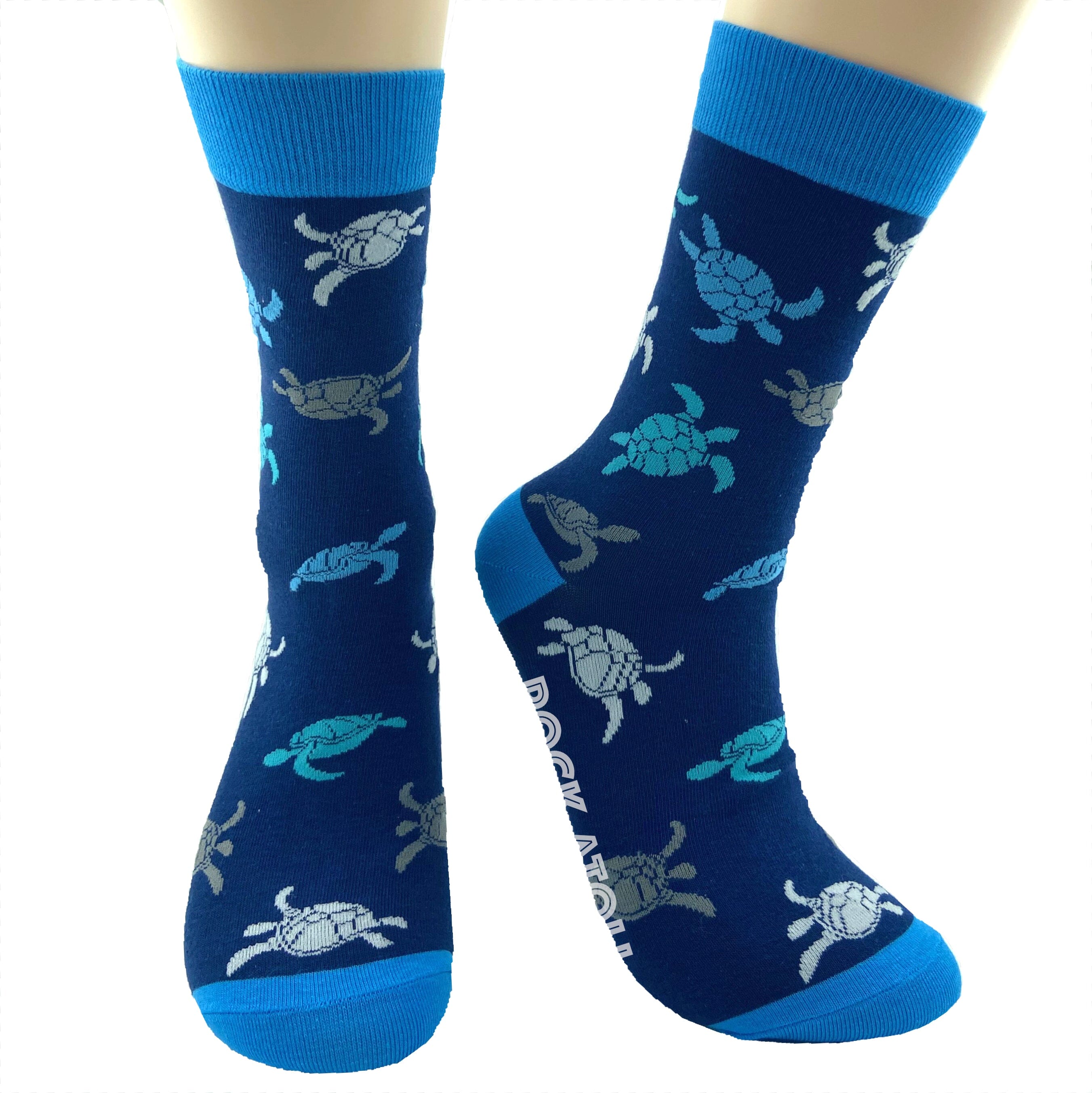 Women's Navy Blue Ocean Themed Sea Turtle Patterned Novelty Crew Socks
