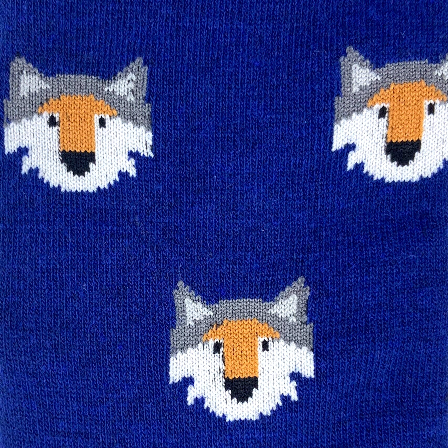 Unisex Navy Blue Wild Wolves Patterned Cotton Novelty Crew Socks