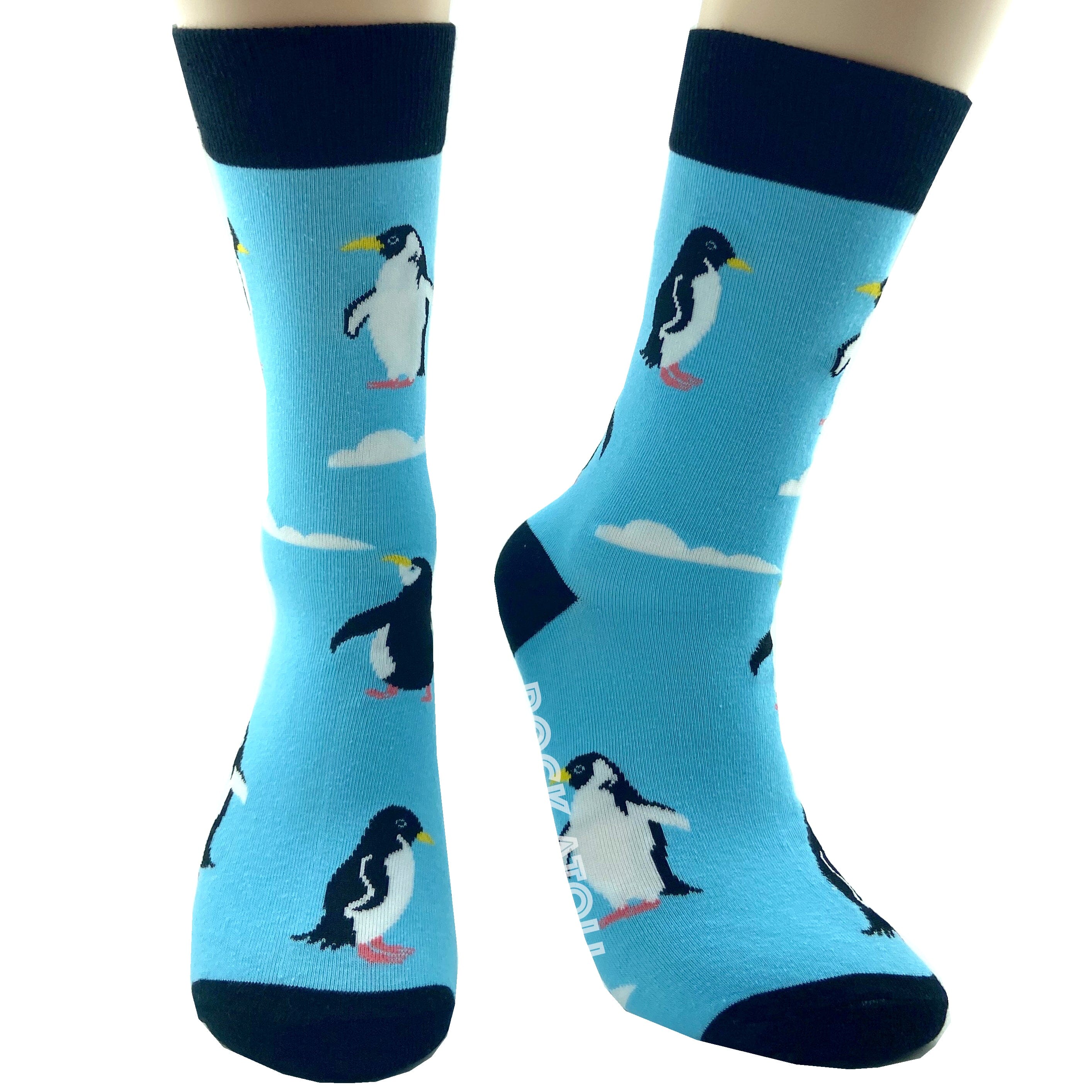 Adorable Women's Penguin and Blue Skies All Over Pattern Novelty Socks