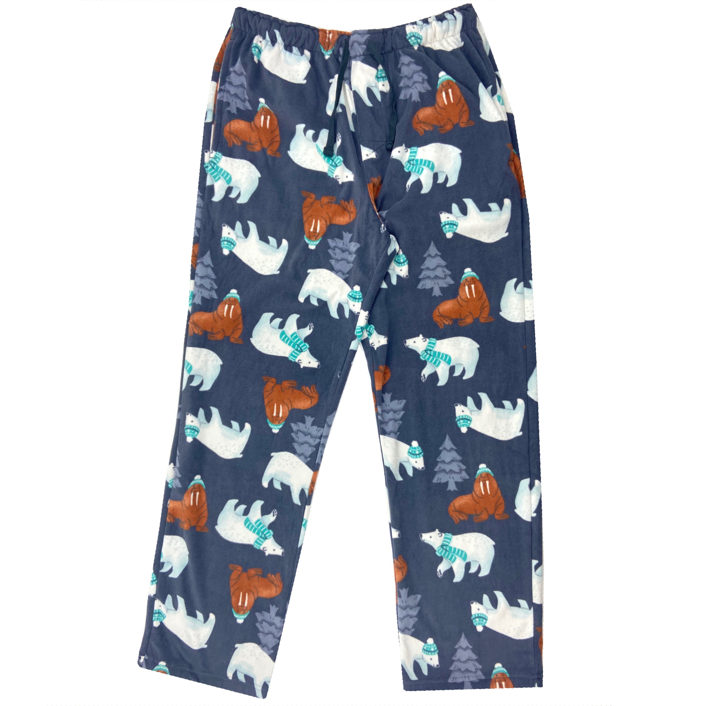 Men's Fun Polar Bear & Walrus All Over Print Long Fleece Pajama Pants