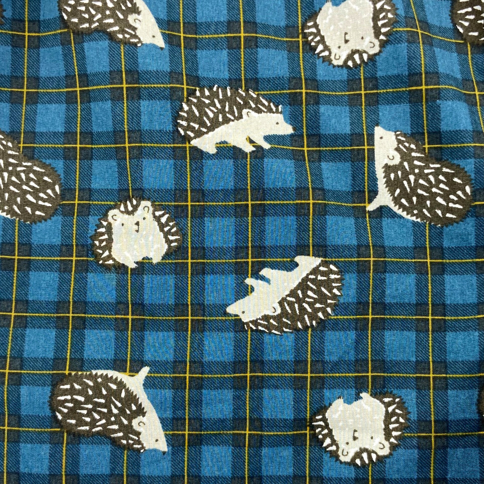 Cute Hedgehog All Over Print Boxers For Men in Classic Plaid Pattern