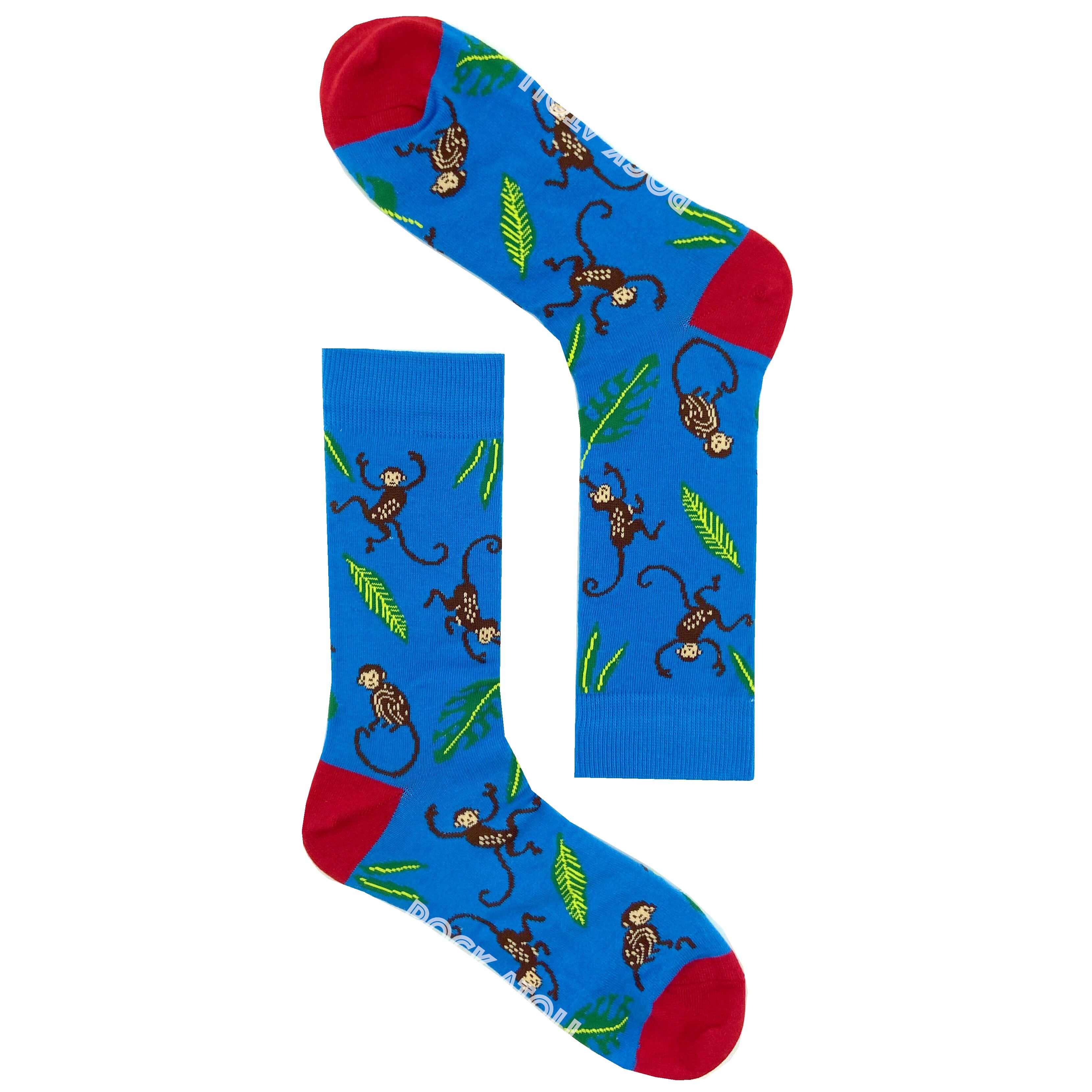 Unisex Dangling Chimpanzee Primate Monkey Patterned Novelty Crew Socks