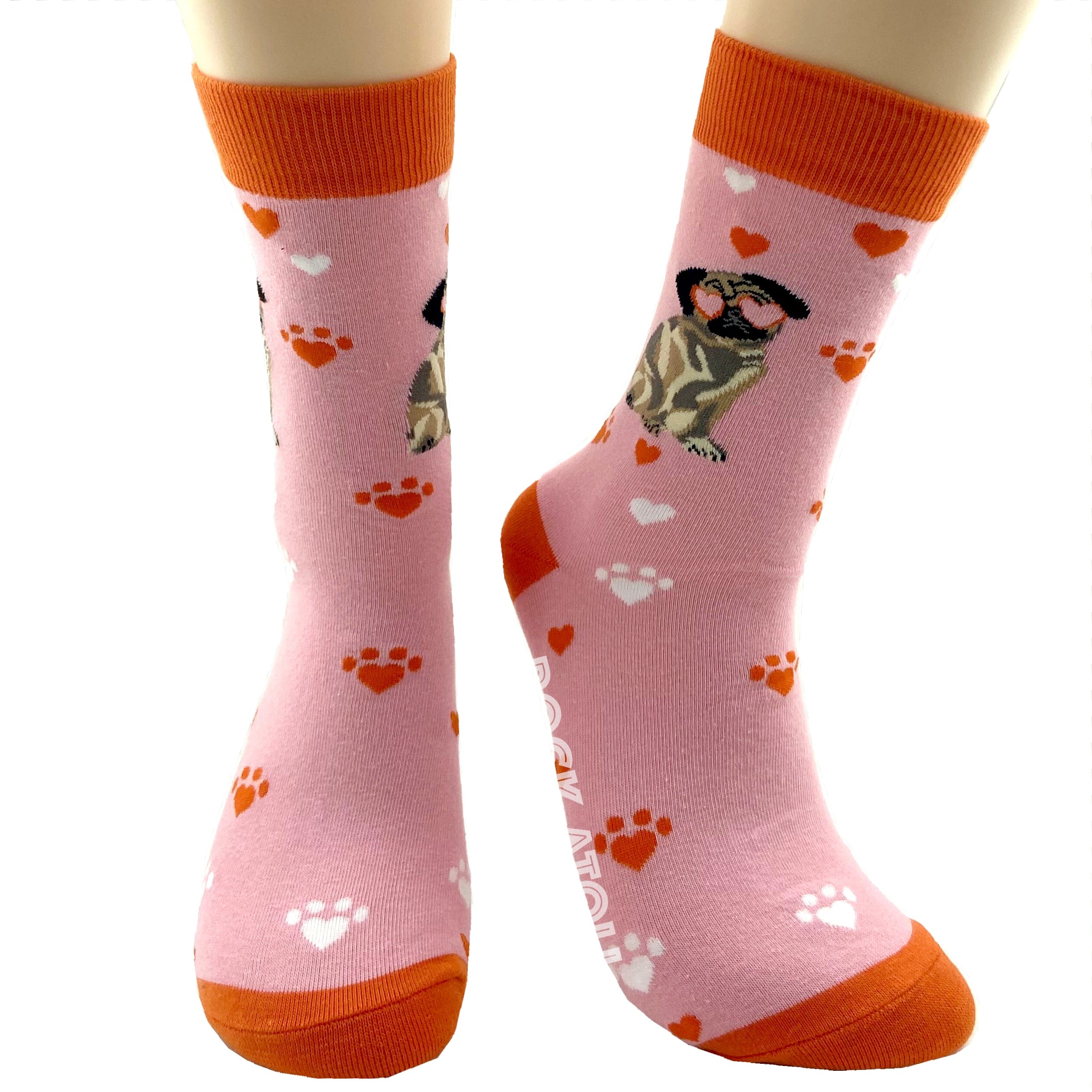 Light Pink Dog Lovers Adorable Pug Patterned Novelty Socks for Women