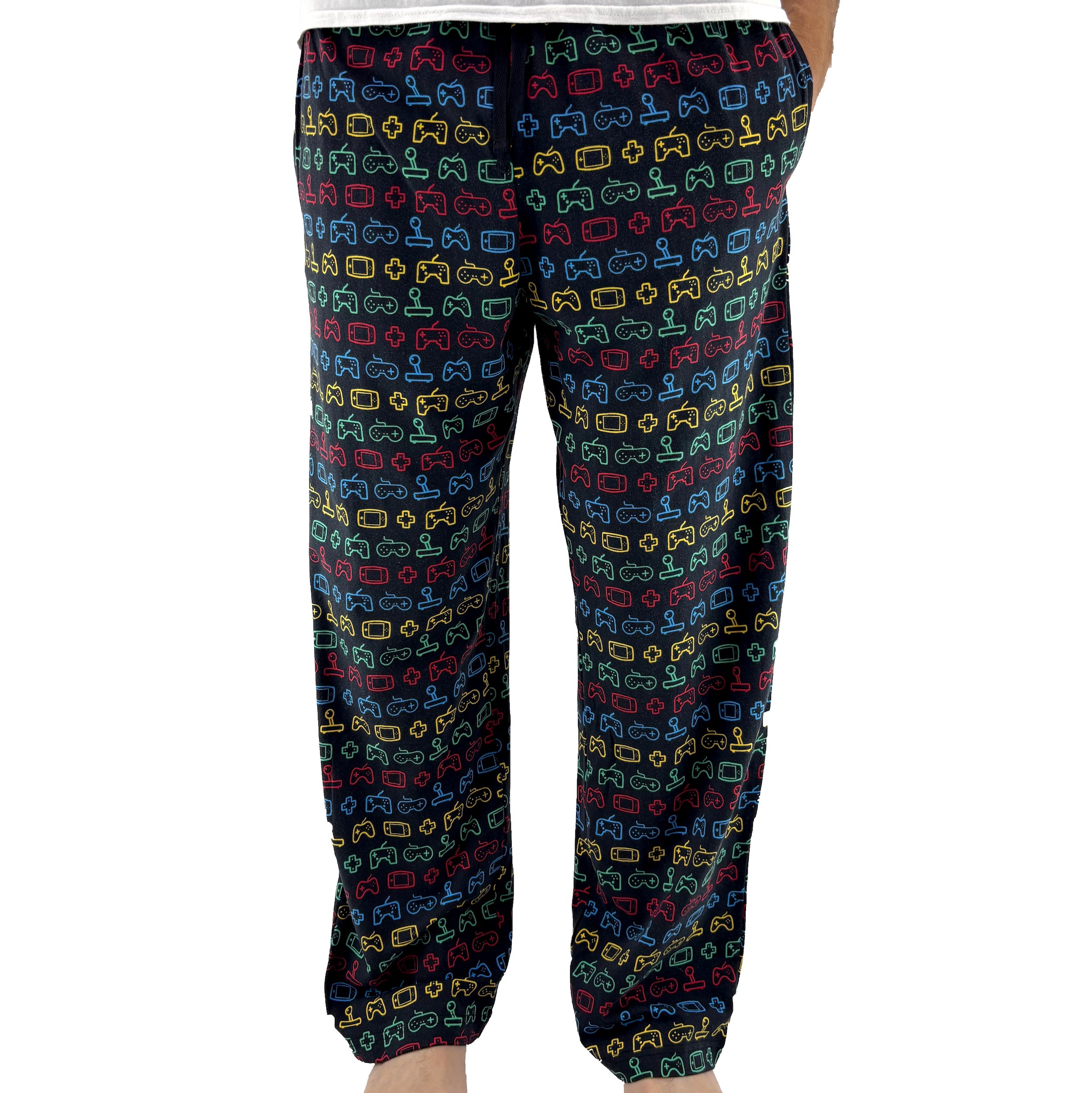 Men's Retro Game Console Controller Patterned Cotton Pajama PJ Pants