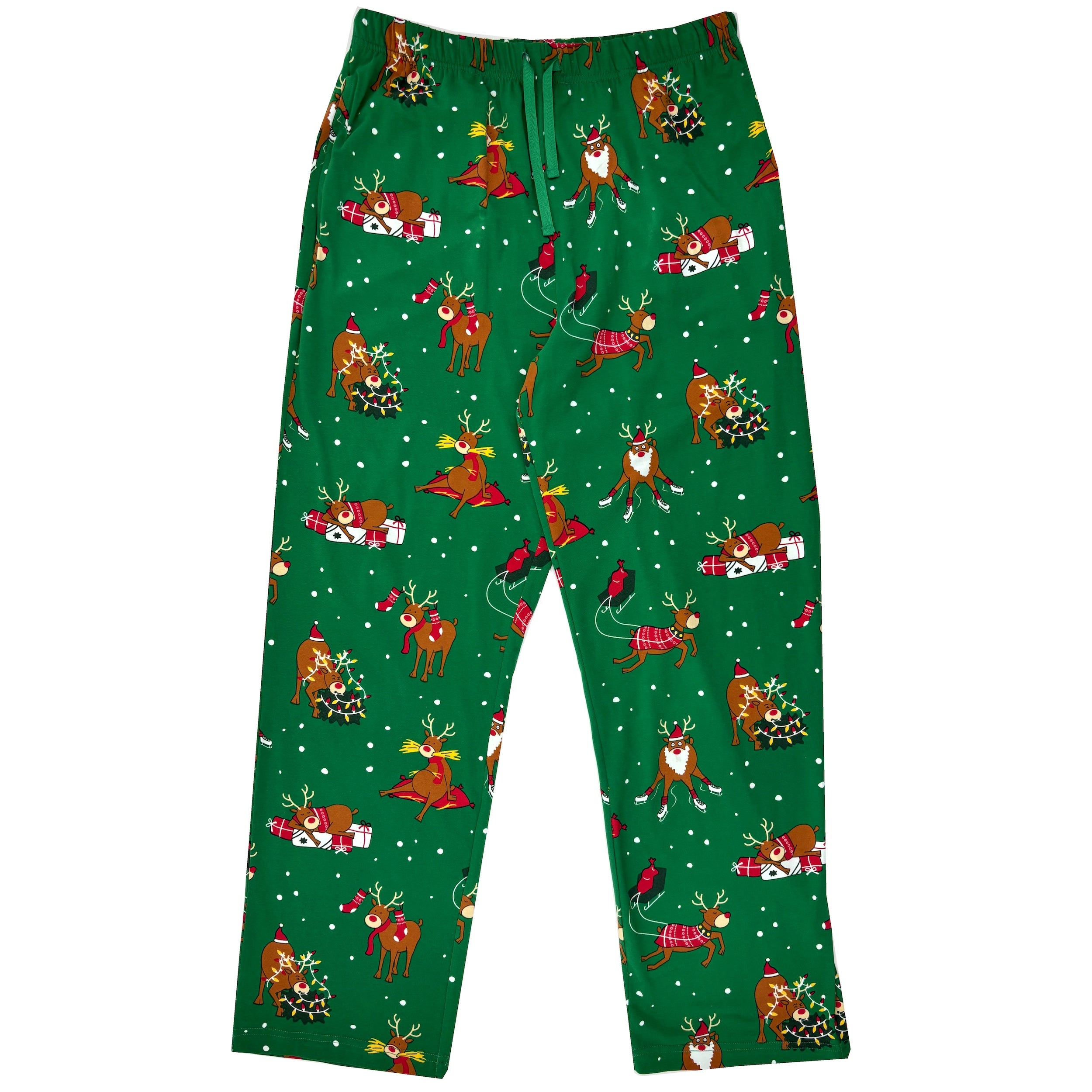 Men's Christmas Rudolph Reindeer All Over Print Long Cotton PJ Pants