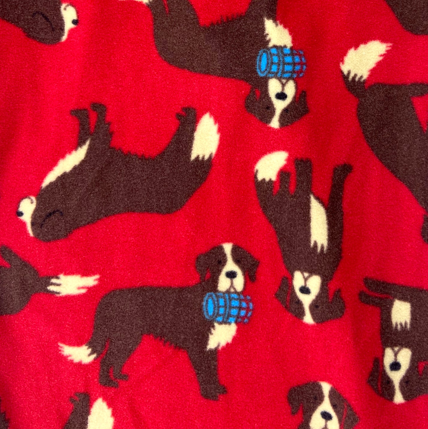 Men Dog Lovers Saint Bernard Patterned Soft Warm Fleece Pajama Bottoms