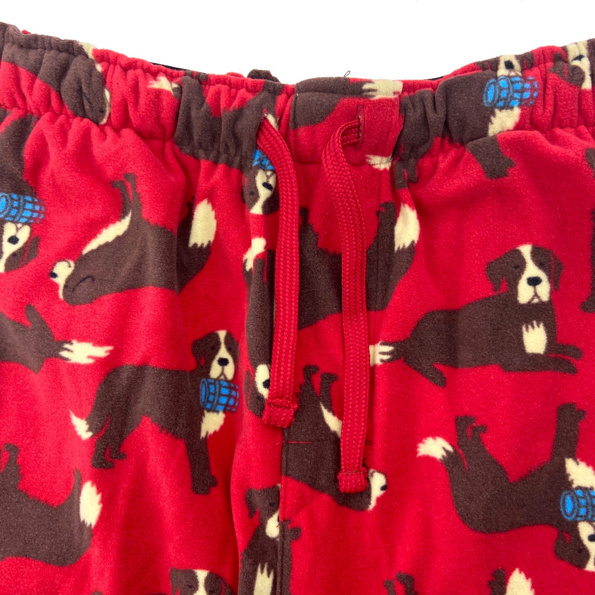 Men Dog Lovers Saint Bernard Patterned Soft Warm Fleece Pajama Bottoms