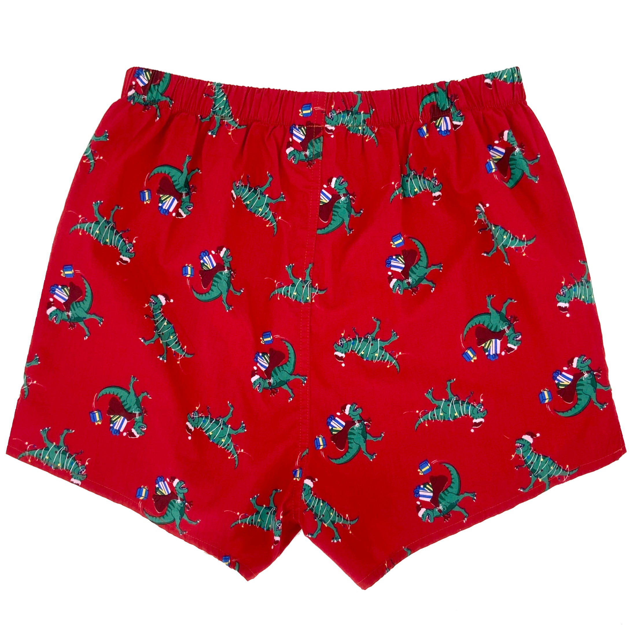 Fun Festive T-Rex Dinosaur As Santa Patterned Christmas Boxer Shorts